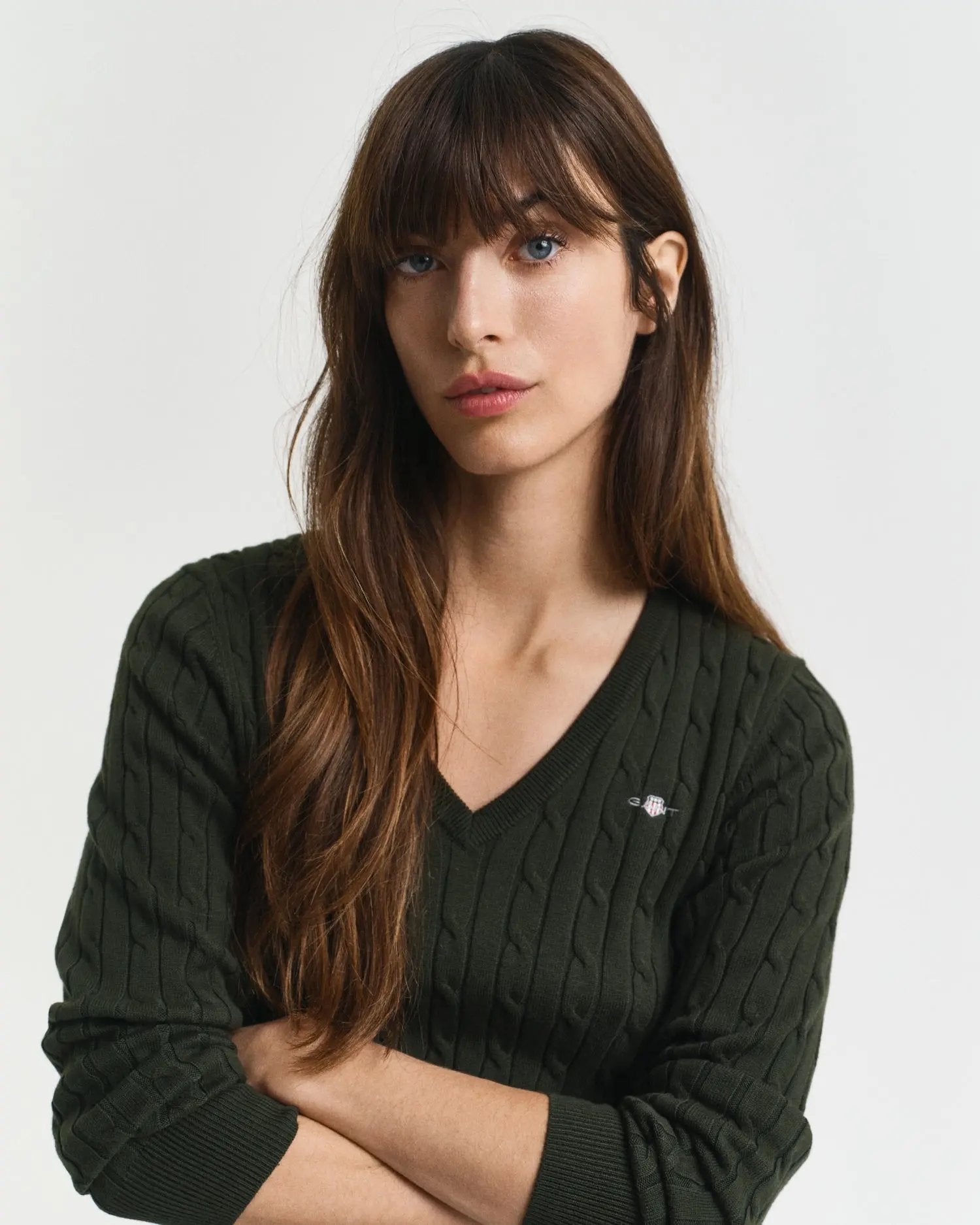 Πουλόβερ Βαμβακερό Cable Με Λαιμόκοψη V GANT