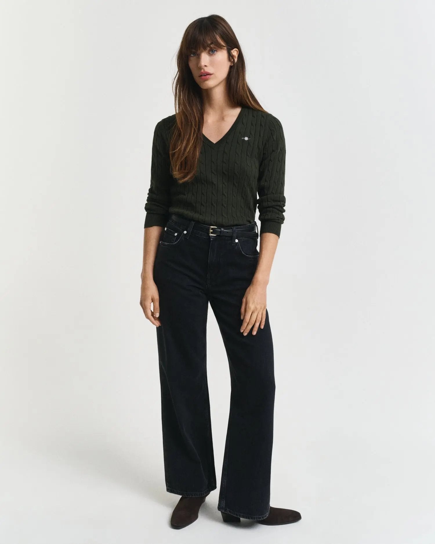 Πουλόβερ Βαμβακερό Cable Με Λαιμόκοψη V GANT