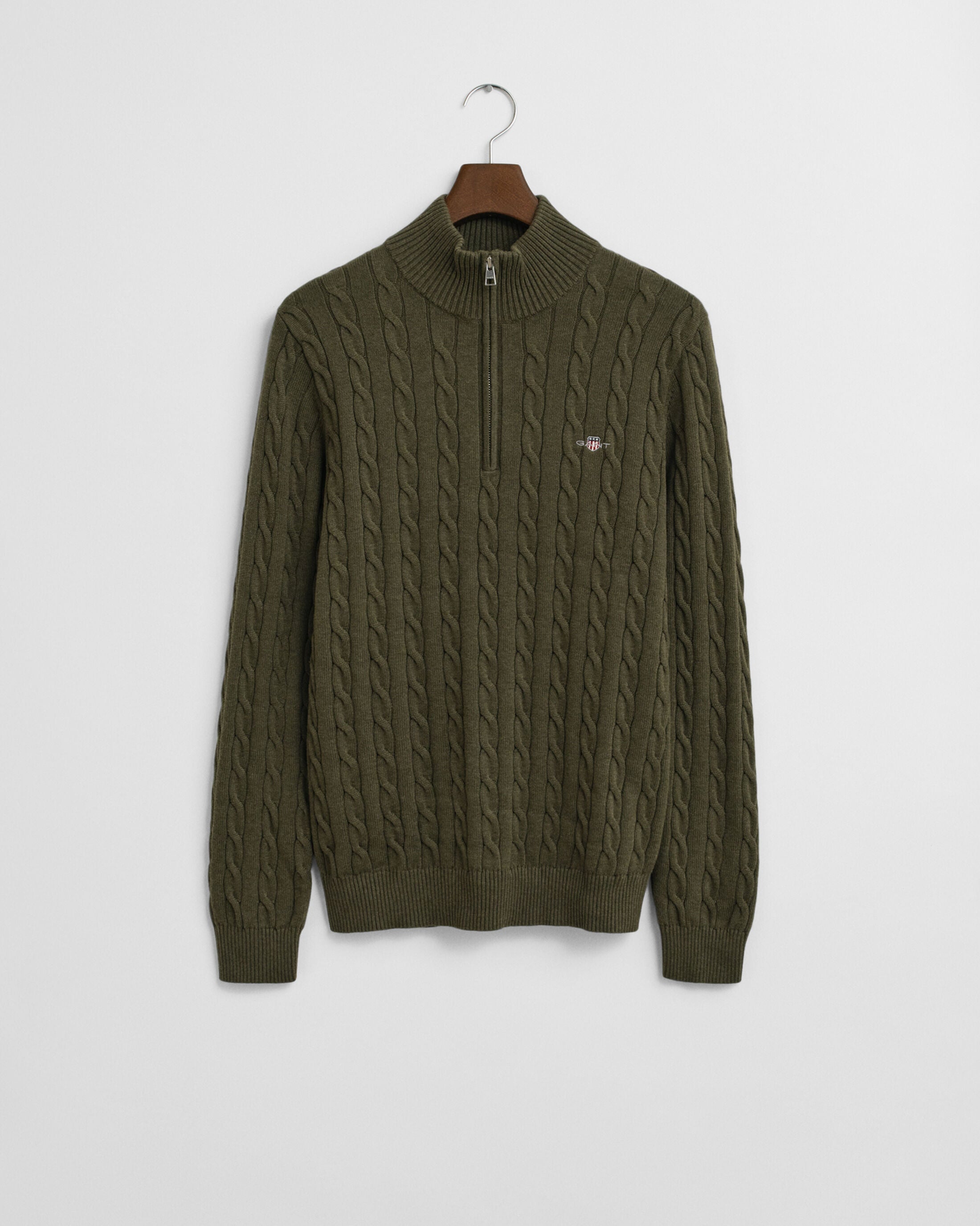 Πουλόβερ Βαμβακερό Half-Zip Με Cable Πλέξη GANT
