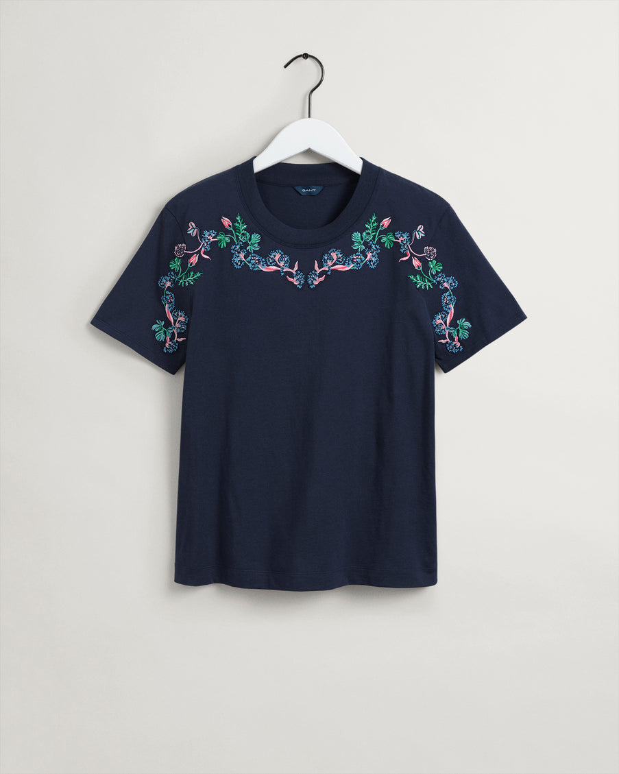 T-Shirt Mε Floral Κέντημα (Outlet)