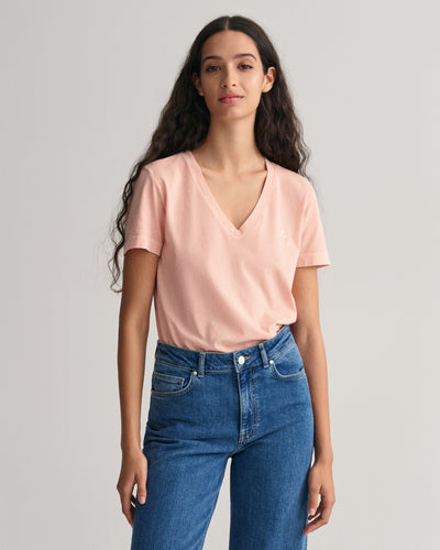 T-Shirt Sunfaded  Με Λαιμόκοψη V (Outlet)