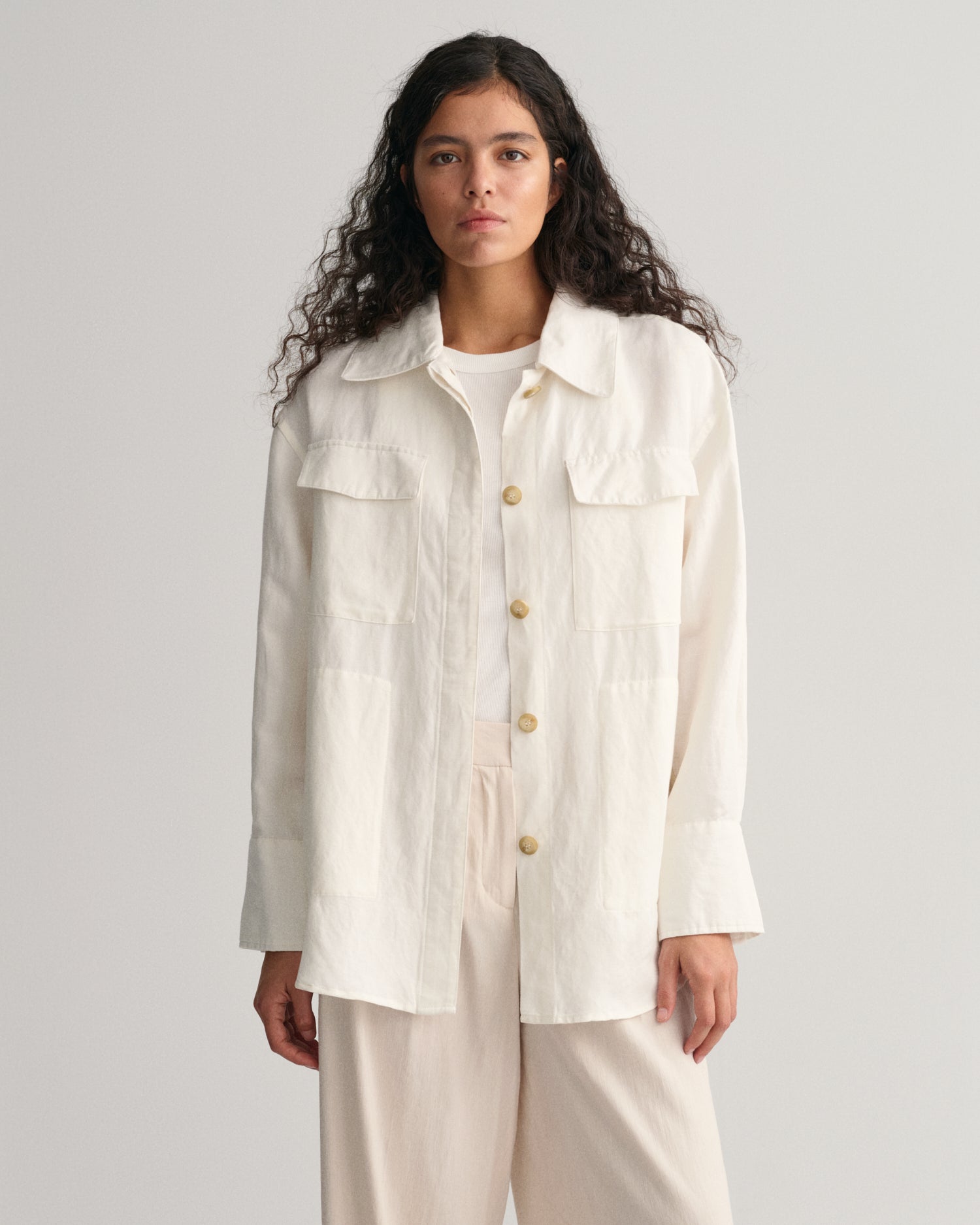 Overshirt Από Λινό Και Βισκόζη (Outlet)
