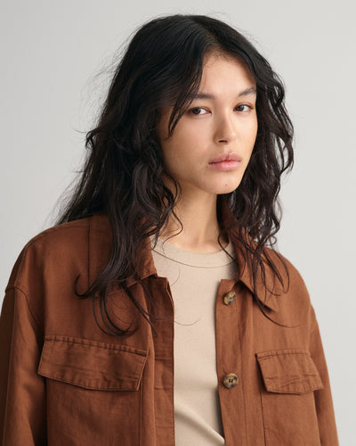 Overshirt Από Λινό Και Βισκόζη (Outlet)