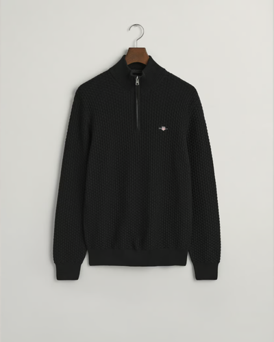 Πουλόβερ Bαμβακερό Half-Zip Textured Σε Κανονική Γραμμή (Outlet)