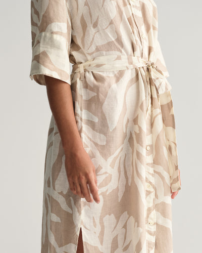 Φόρεμα Λινό Με Μοτίβο Palm