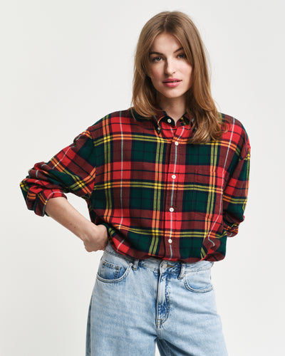 Πουκάμισο Flannel Tartan Twill Σε Χαλαρή Γραμμή