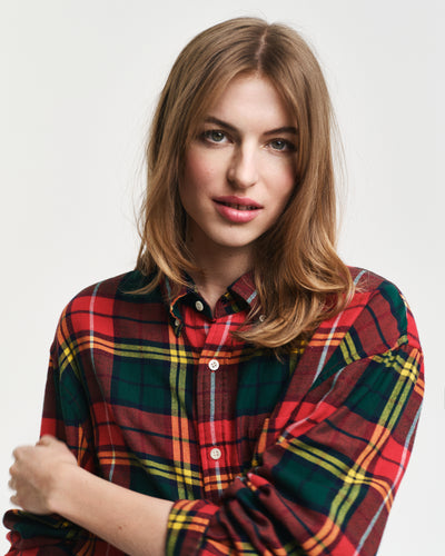 Πουκάμισο Flannel Tartan Twill Σε Χαλαρή Γραμμή