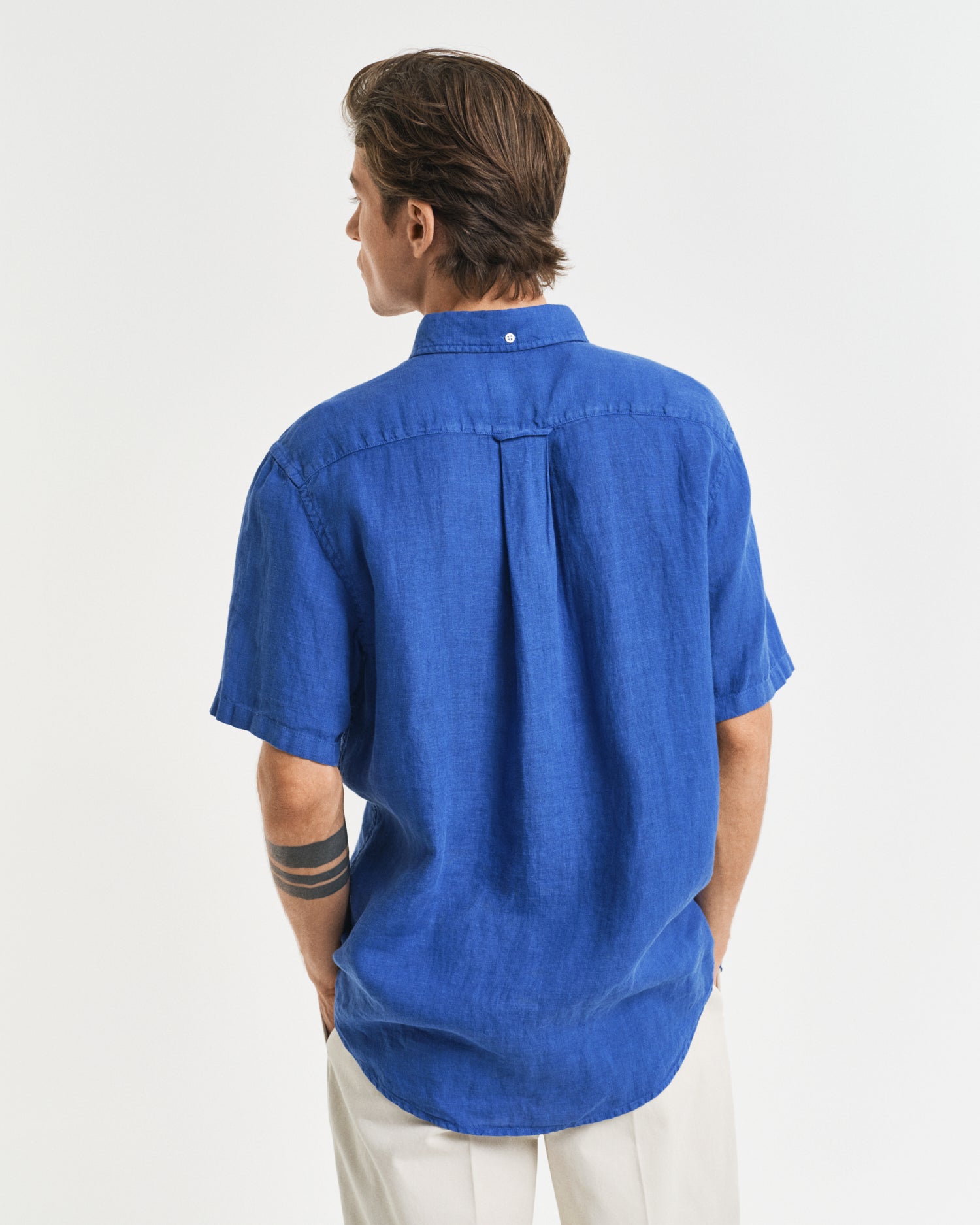 Πουκάμισο Λινό Κοντομάνικο Garment-Dyed Σε Κανονική Γραμμή