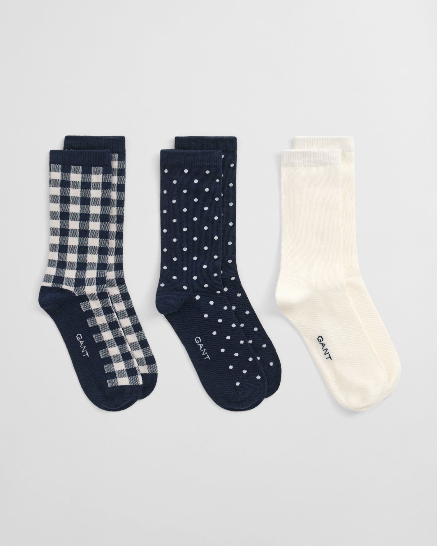 Κάλτσες με Πουά και Καρό Gingham  Σετ 3 Τεμαχίων