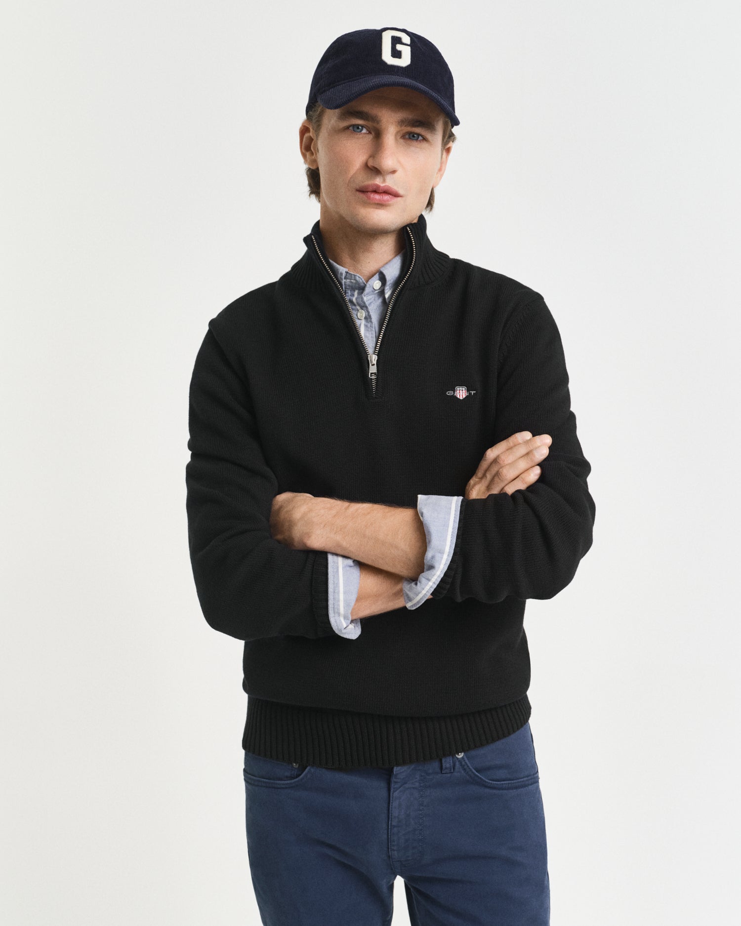 Πουλόβερ Casual Βαμβακερό Half-Zip