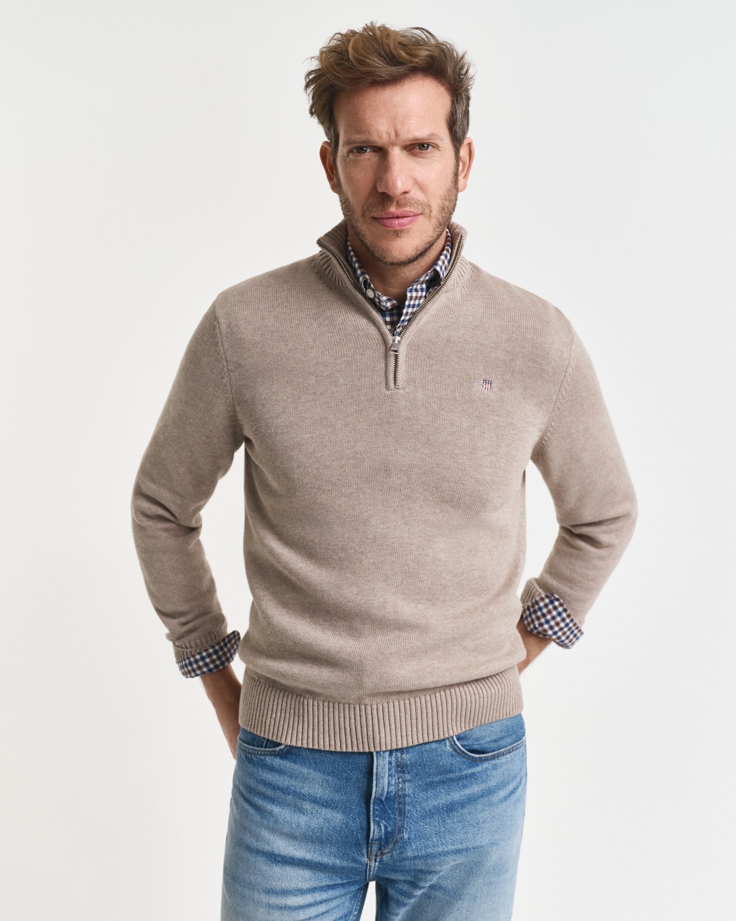 Πουλόβερ Casual Βαμβακερό Half-Zip