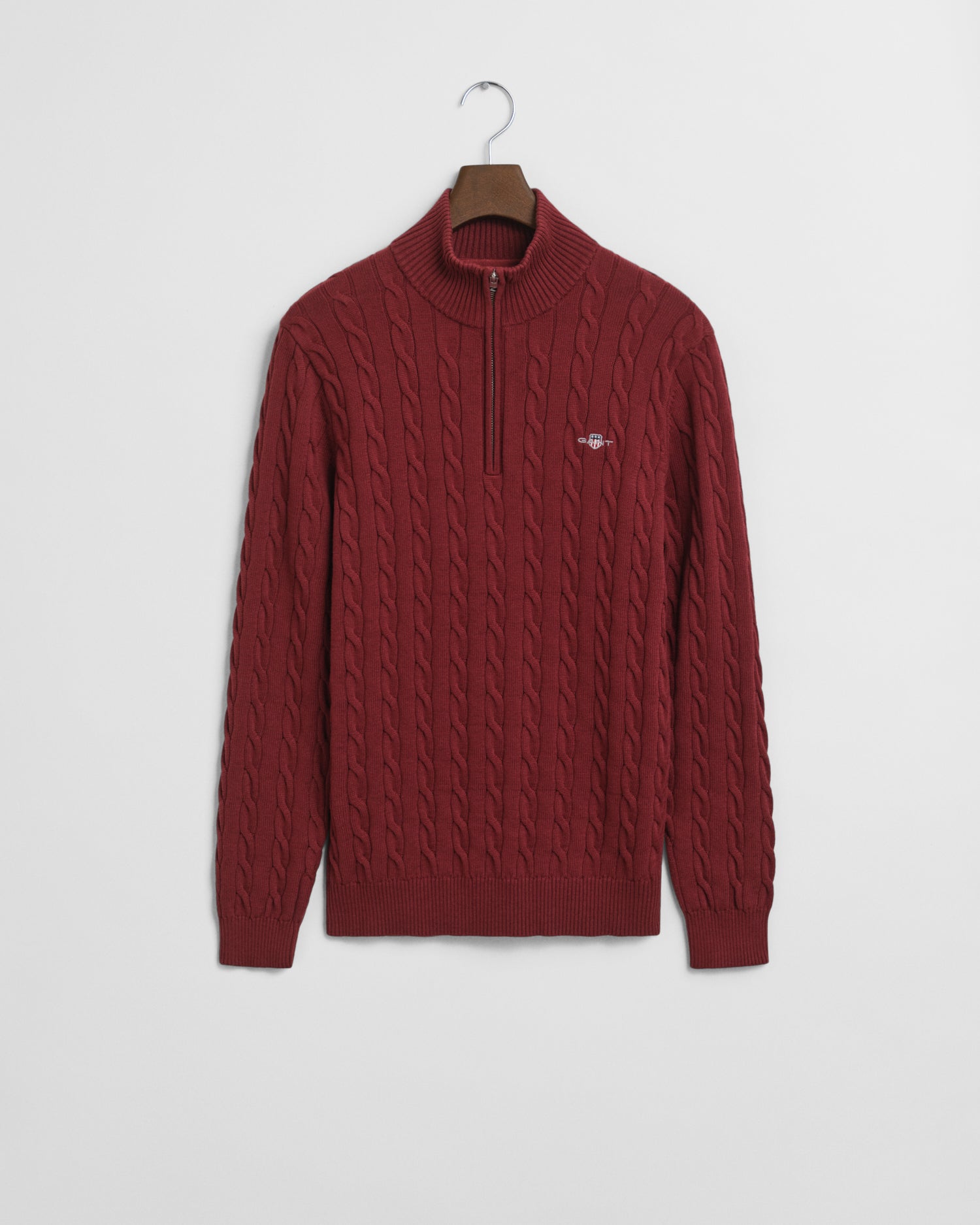 Πουλόβερ Βαμβακερό Half-Zip Με Cable Πλέξη