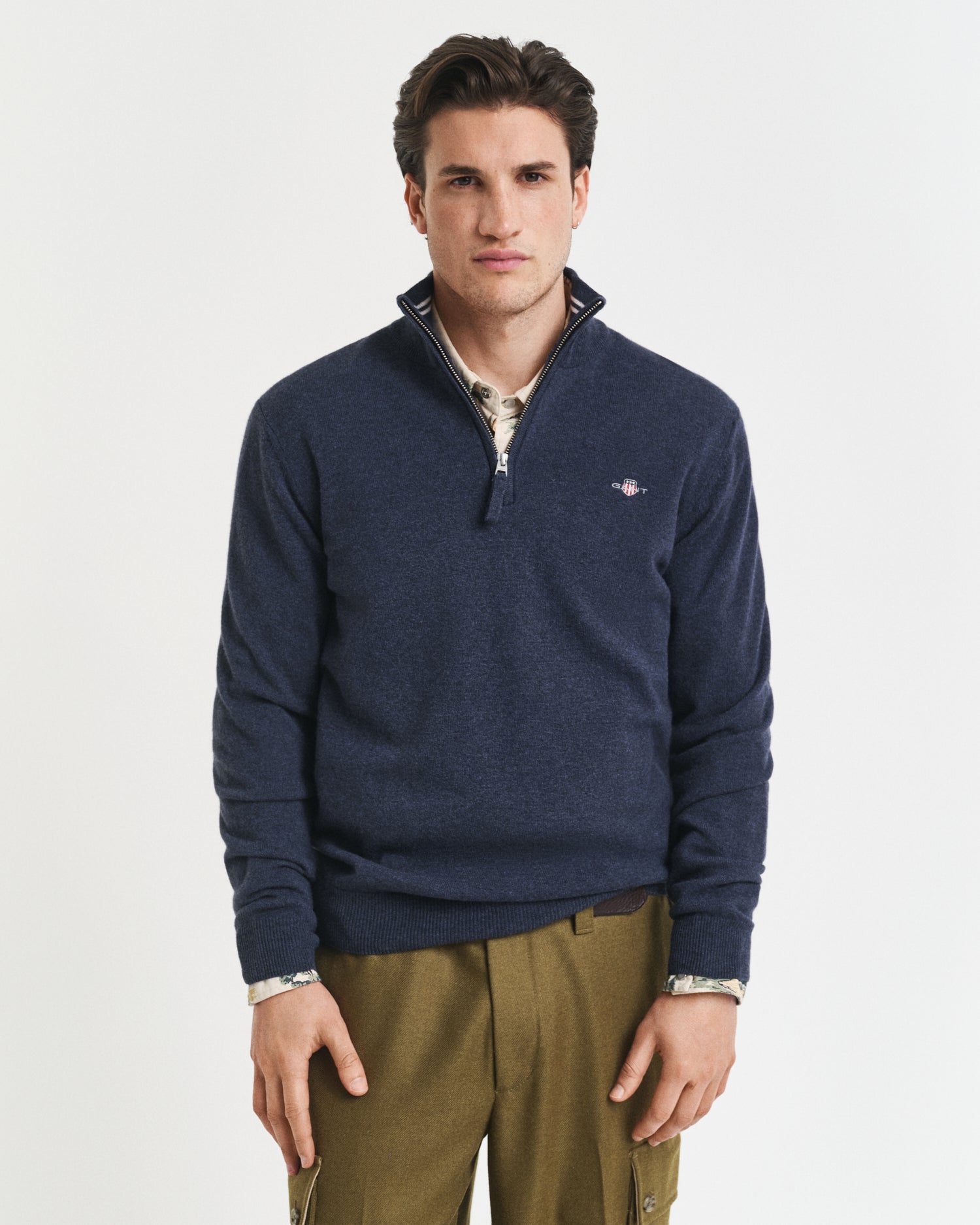 Πουλόβερ Half-Zip Από Μαλλί Αρνιού Με Λαιμόκοψη