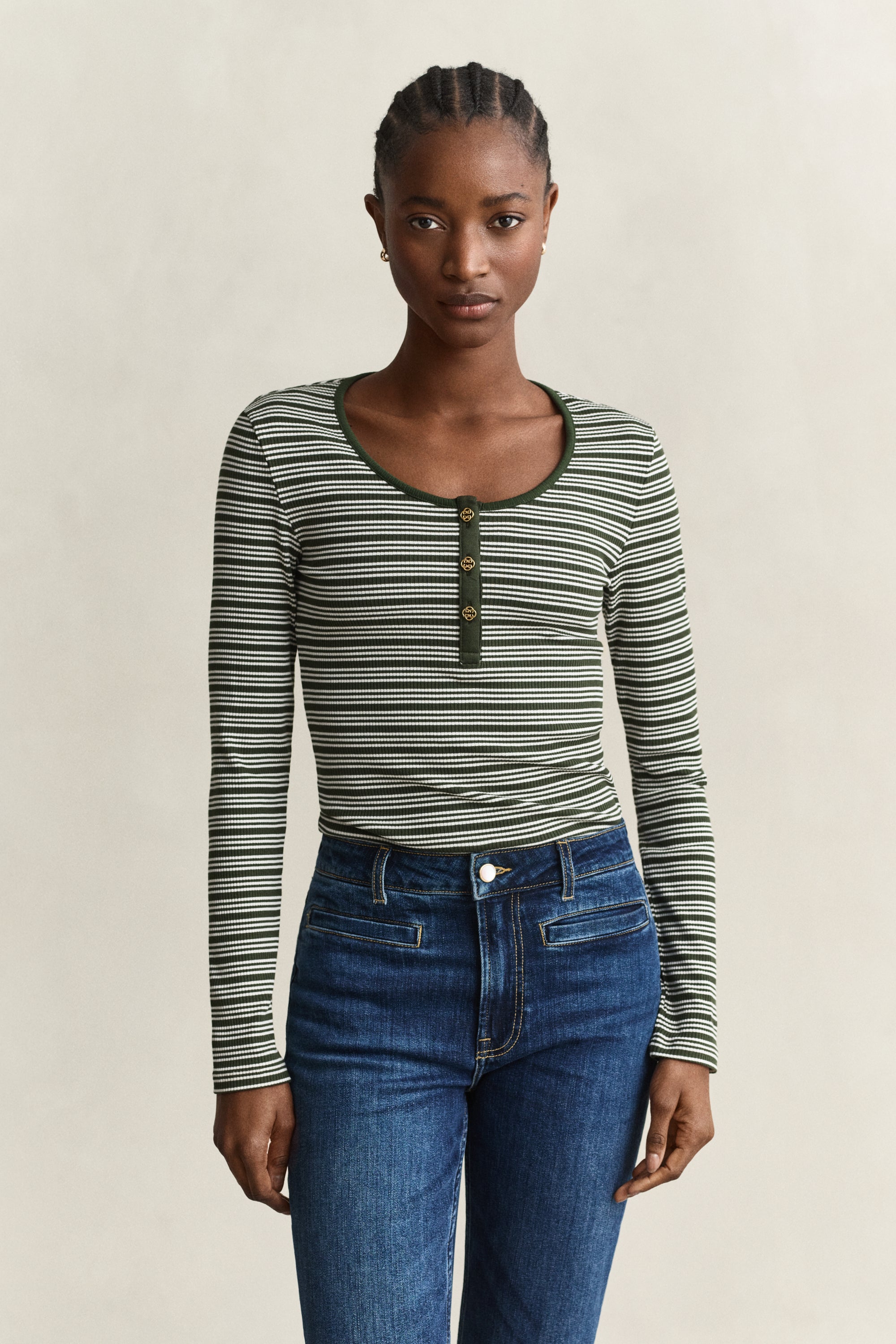 Ριμπ Ριγέ Μακρυμάνικη Μπλούζα Henley