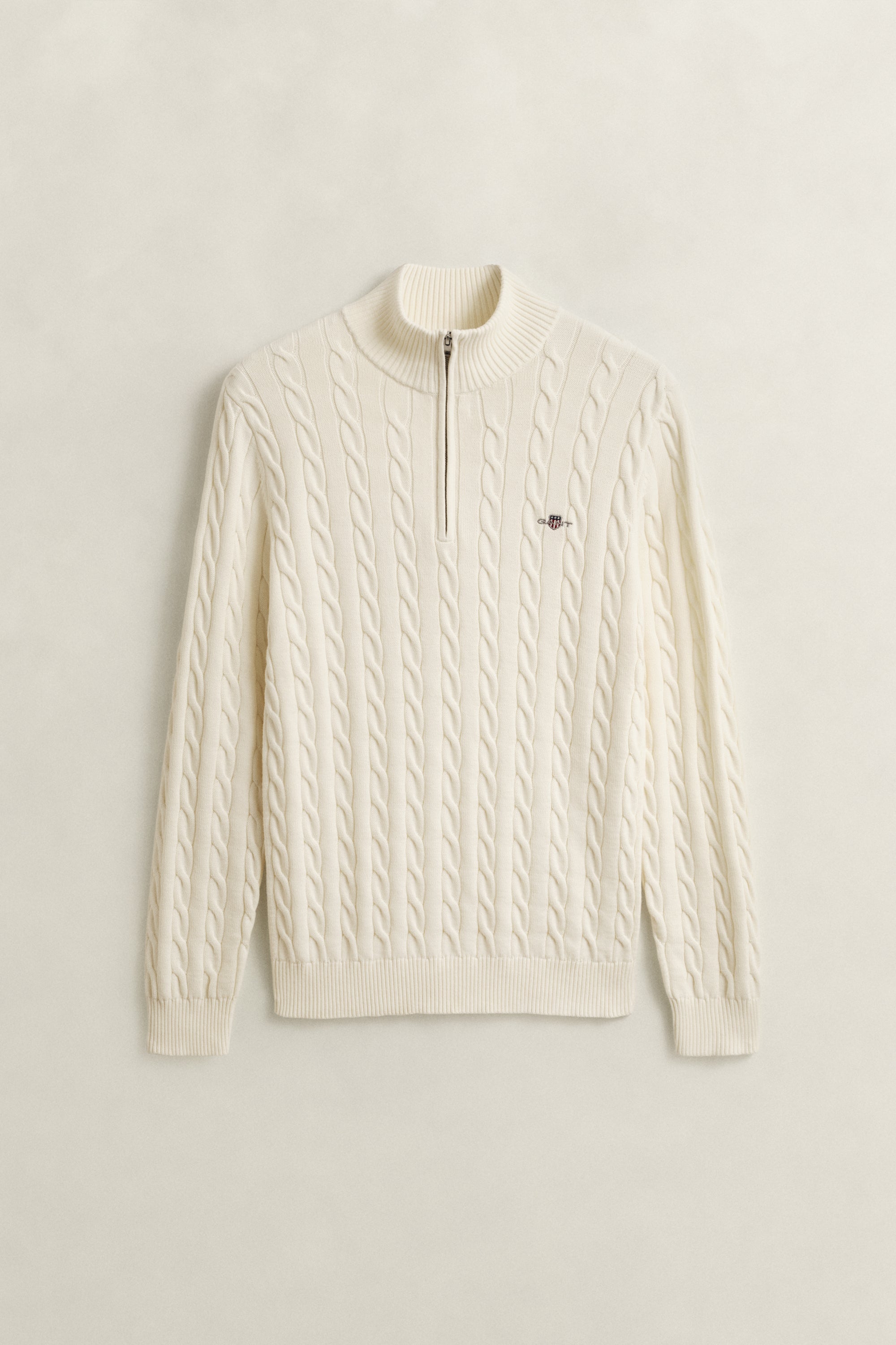 Πουλόβερ Βαμβακερό Half-Zip Με Cable Πλέξη
