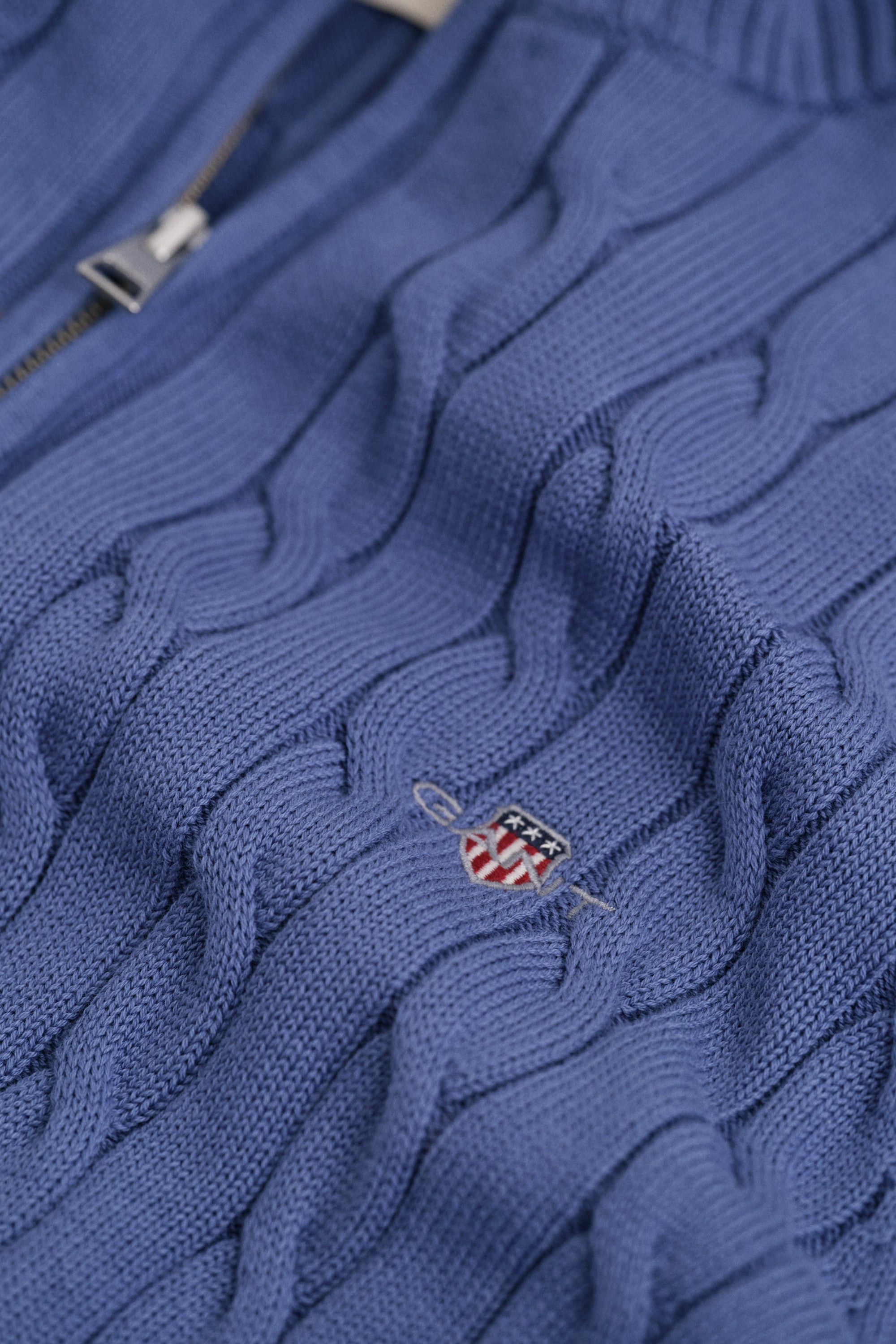 Πουλόβερ Βαμβακερό Half-Zip Με Cable Πλέξη