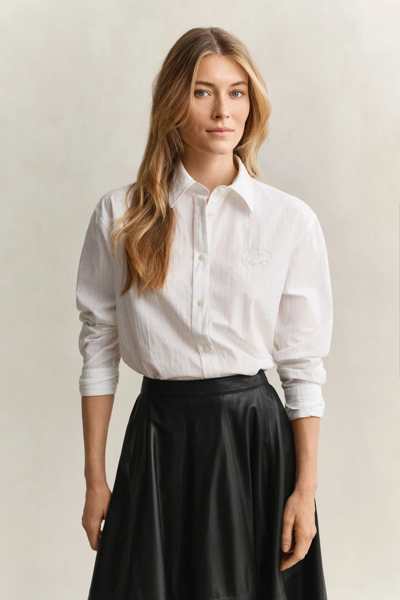 Ριγέ Πουκάμισο Με Κέντημα