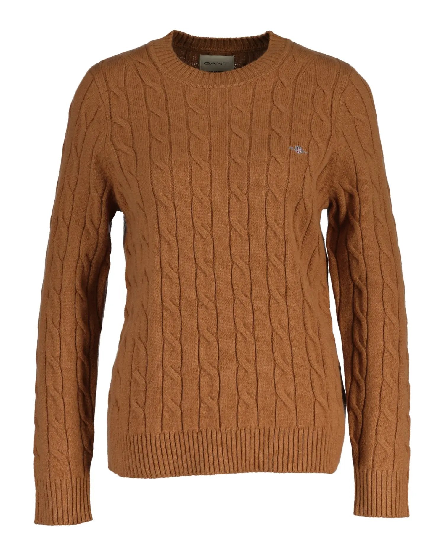 Πουλόβερ Μάλλινο Με Πλέξη Cable και Λαιμόκοψη