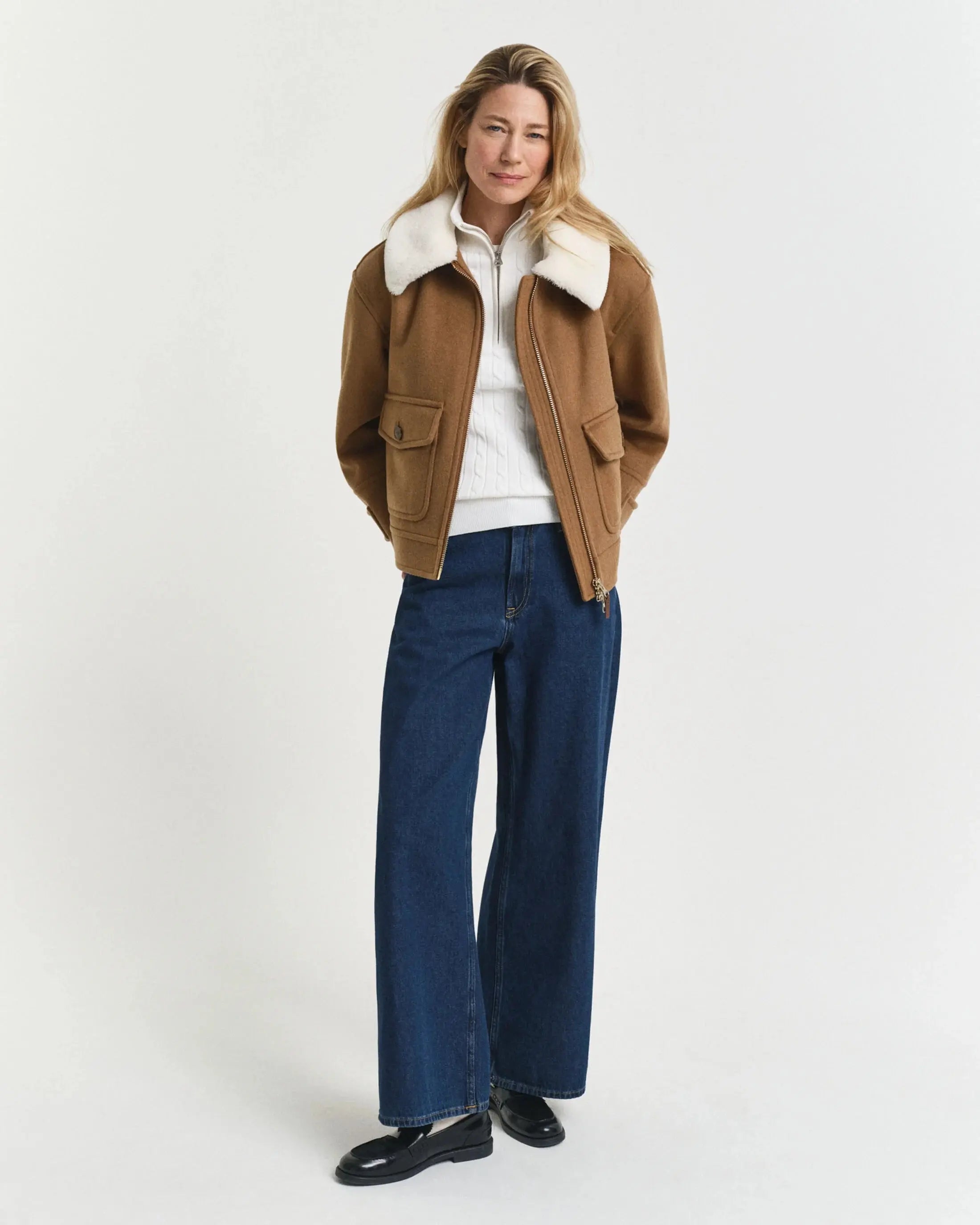 Βαμβακερό Πουλόβερ Half-zip με Πλέξη Cable GANT