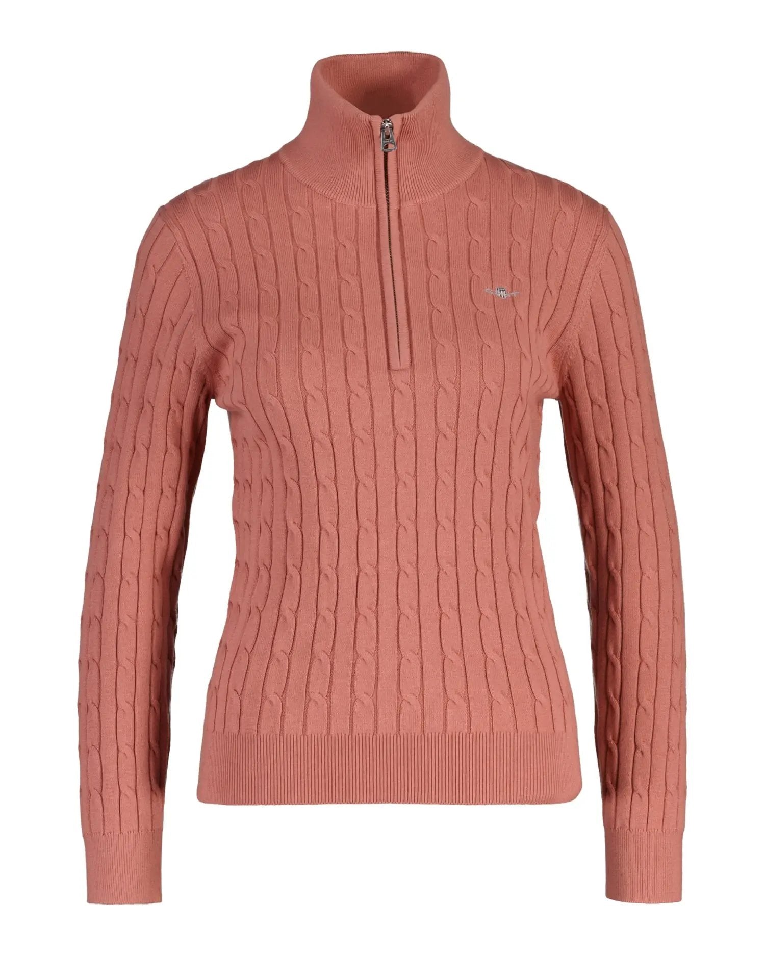 Βαμβακερό Πουλόβερ Half-zip με Πλέξη Cable GANT