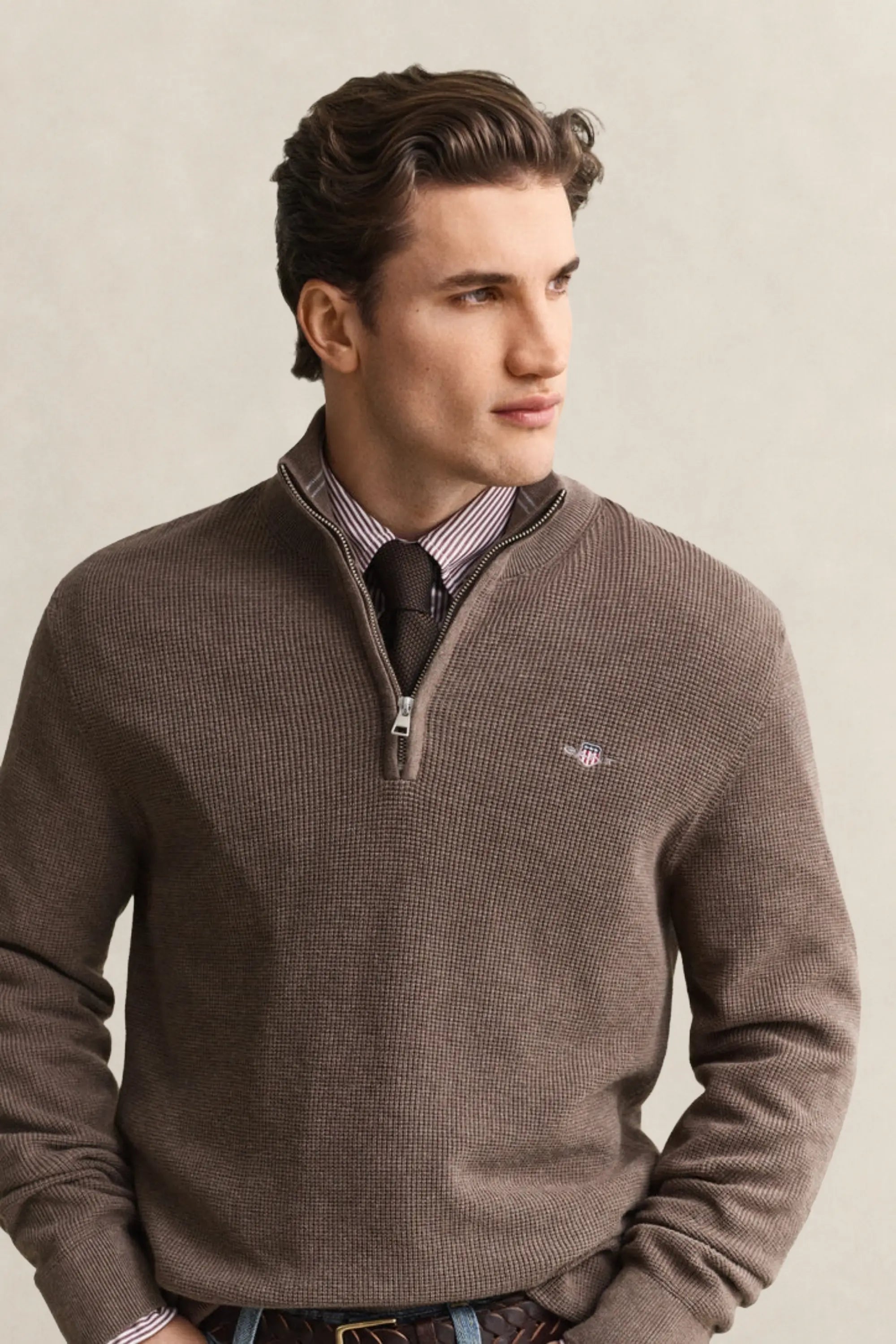 Βαμβακερό Textured Πουλόβερ Half-Zip GANT