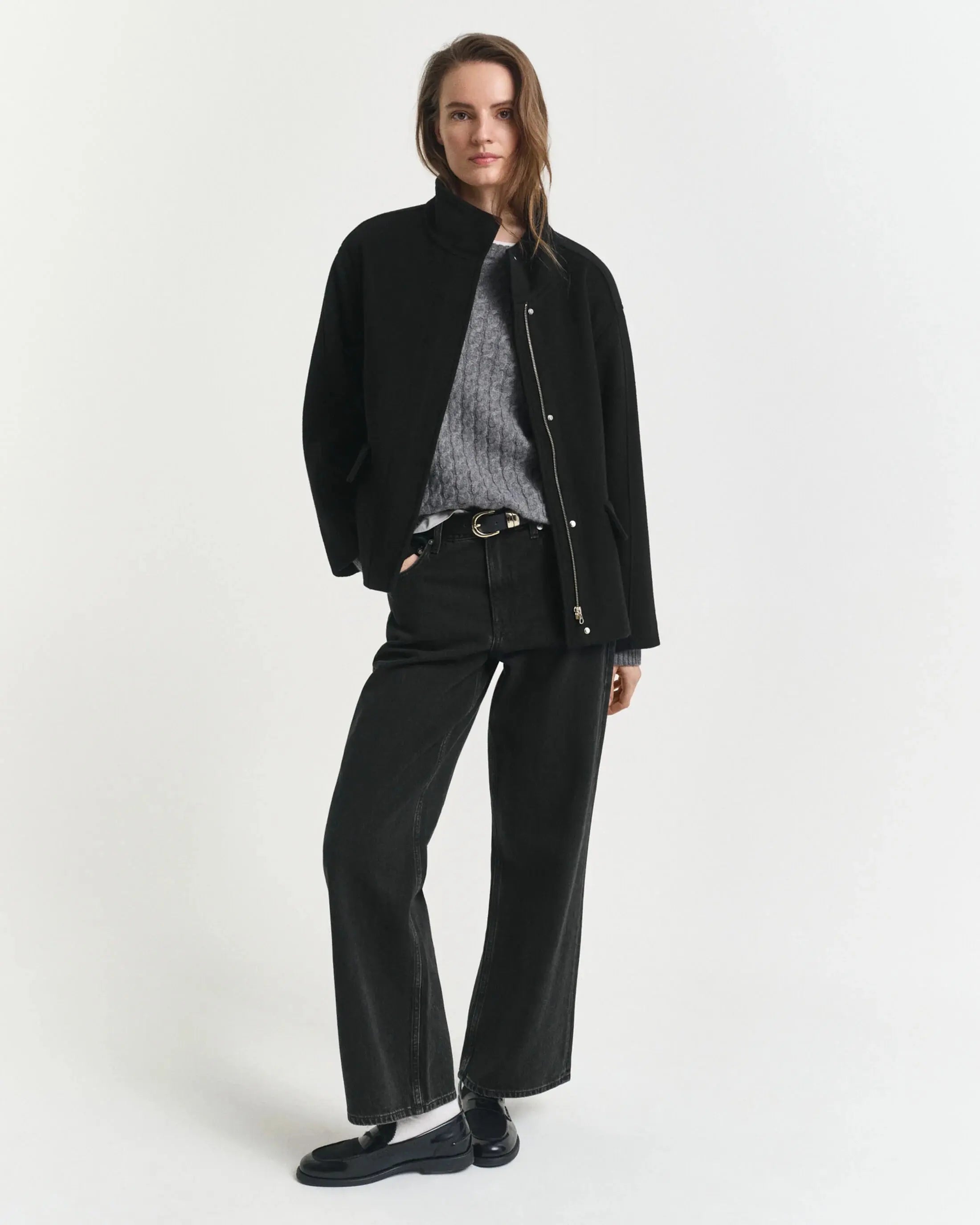 Cropped Μάλλινο Μπουφάν Mε Φερμουάρ GANT