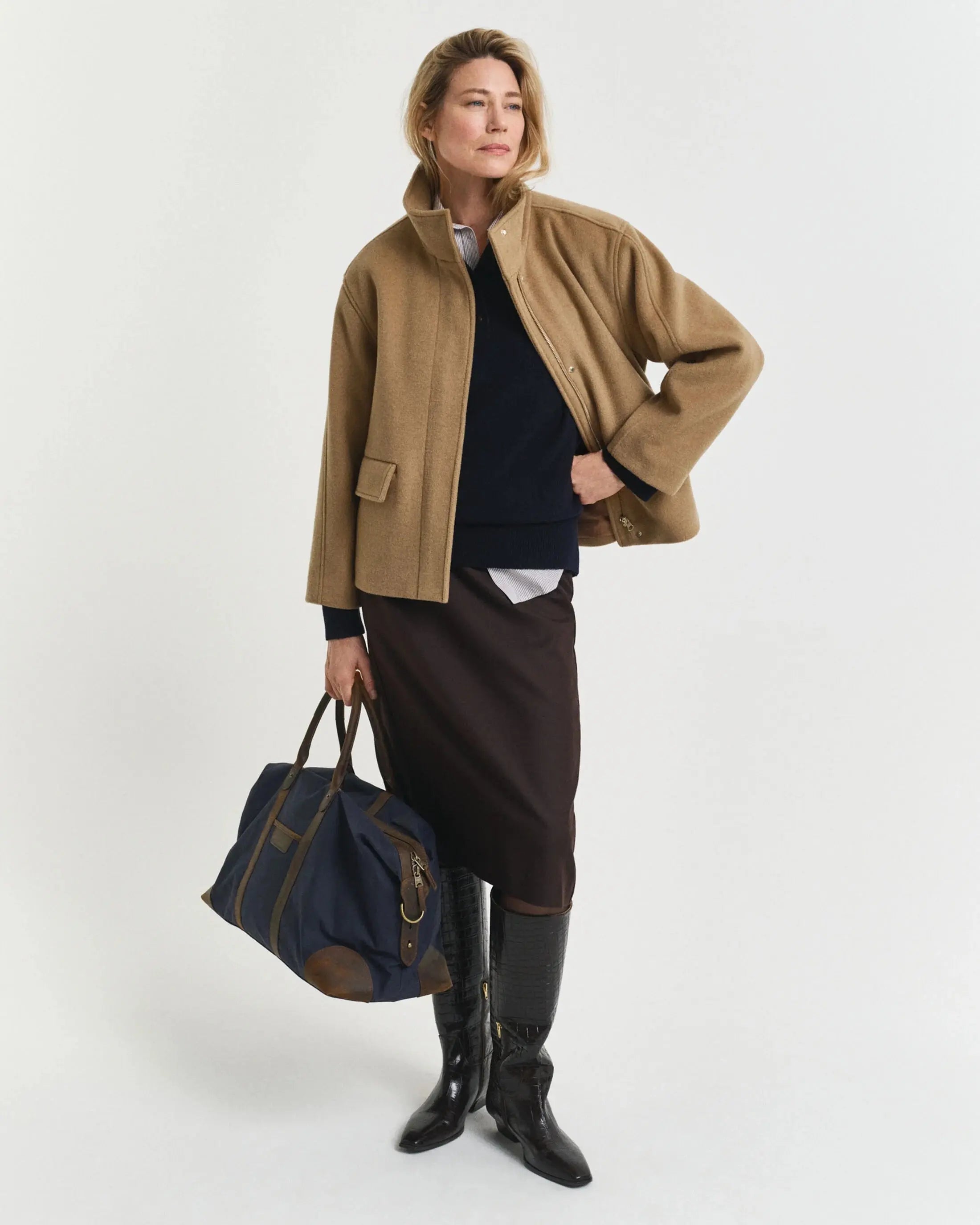 Cropped Μάλλινο Μπουφάν Mε Φερμουάρ GANT