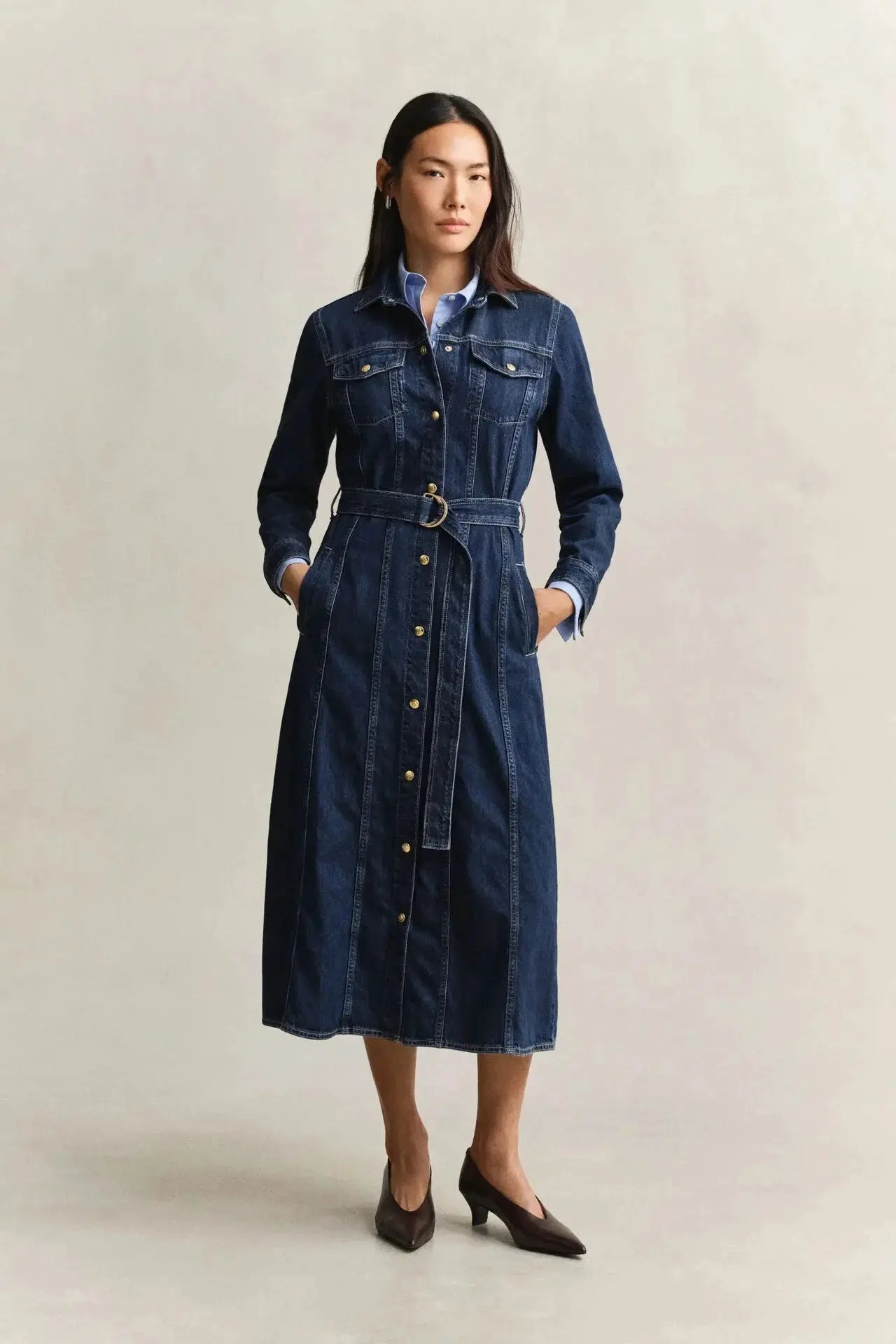 Denim Midi Φόρεμα Με Ζώνη GANT