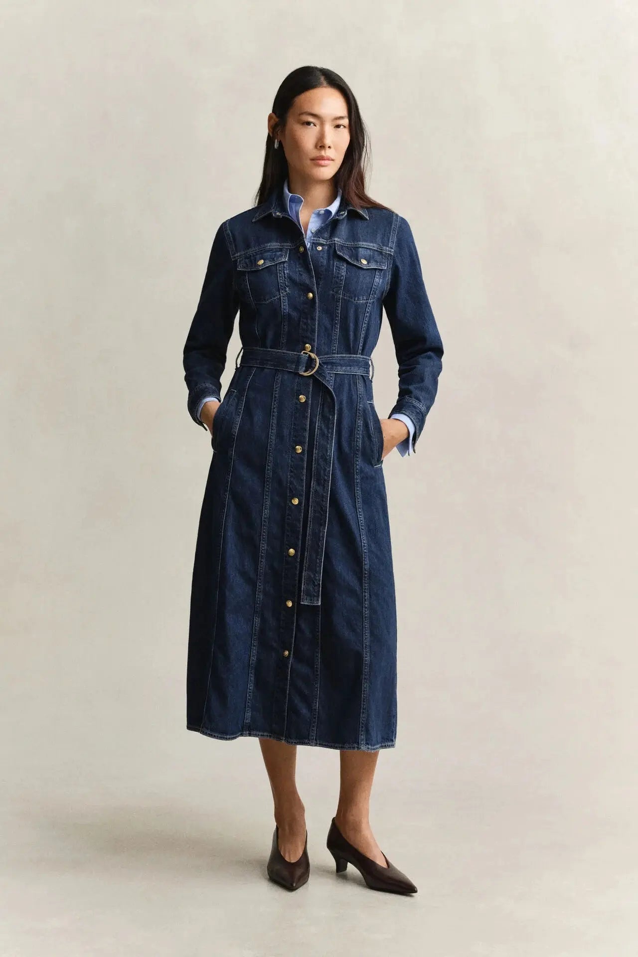 Denim Midi Φόρεμα Με Ζώνη GANT