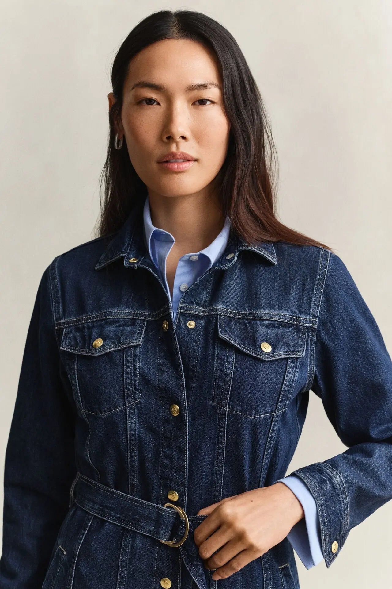 Denim Midi Φόρεμα Με Ζώνη GANT