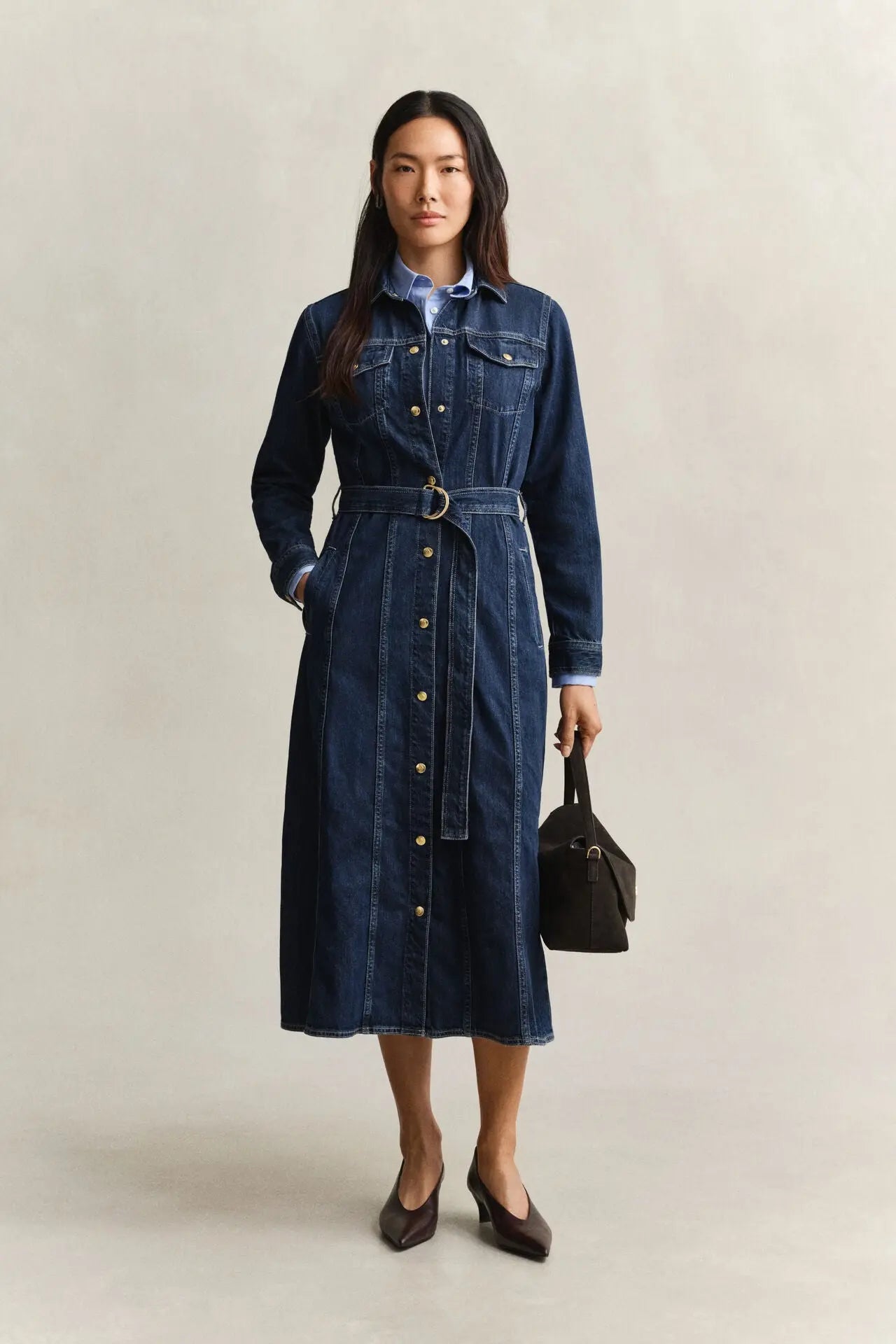 Denim Midi Φόρεμα Με Ζώνη GANT