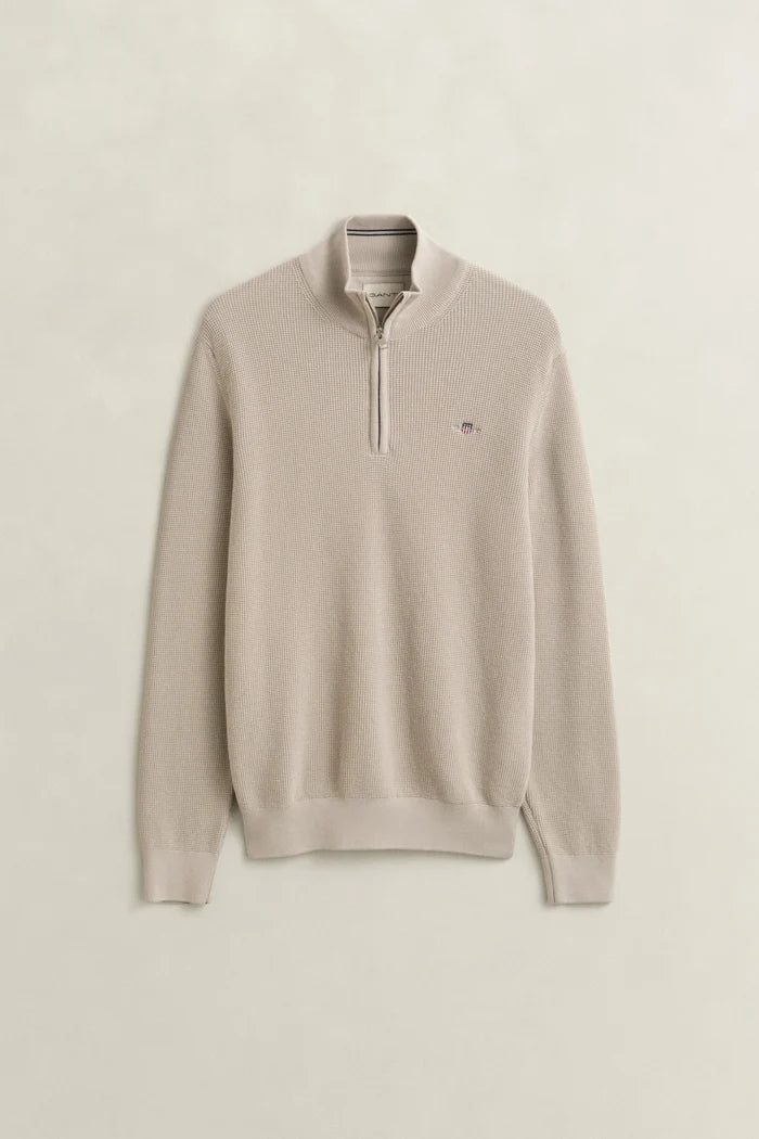 Βαμβακερό Textured Πουλόβερ Half-Zip