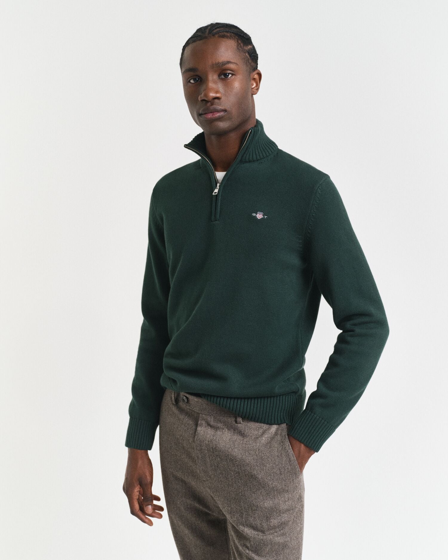 Πουλόβερ Casual Βαμβακερό Half-Zip