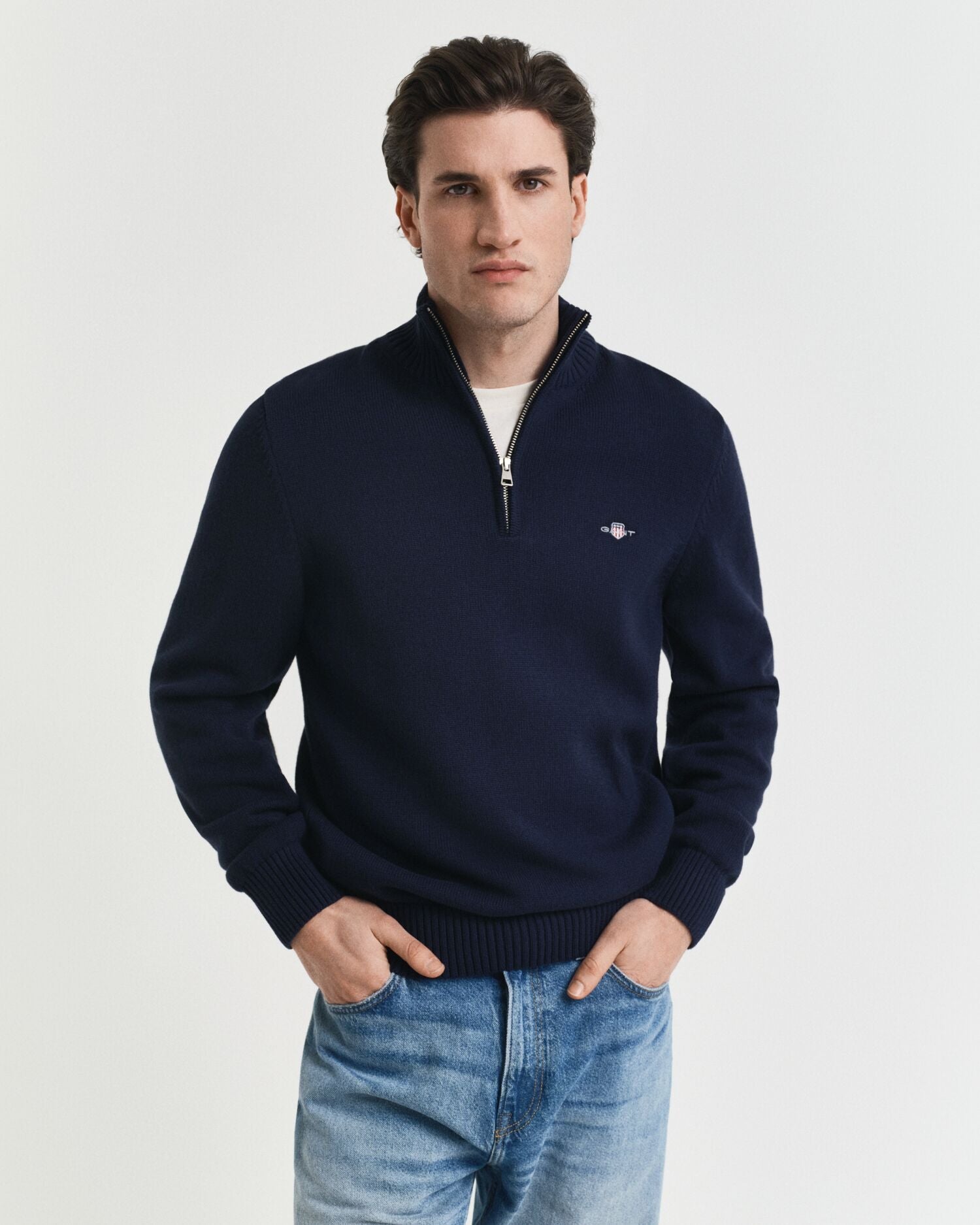 Πουλόβερ Casual Βαμβακερό Half-Zip