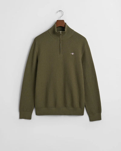 Πουλόβερ Βαμβακερό Micro Textured Με Half-Zip GANT