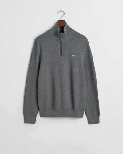 Πουλόβερ Βαμβακερό Micro Textured Με Half-Zip GANT