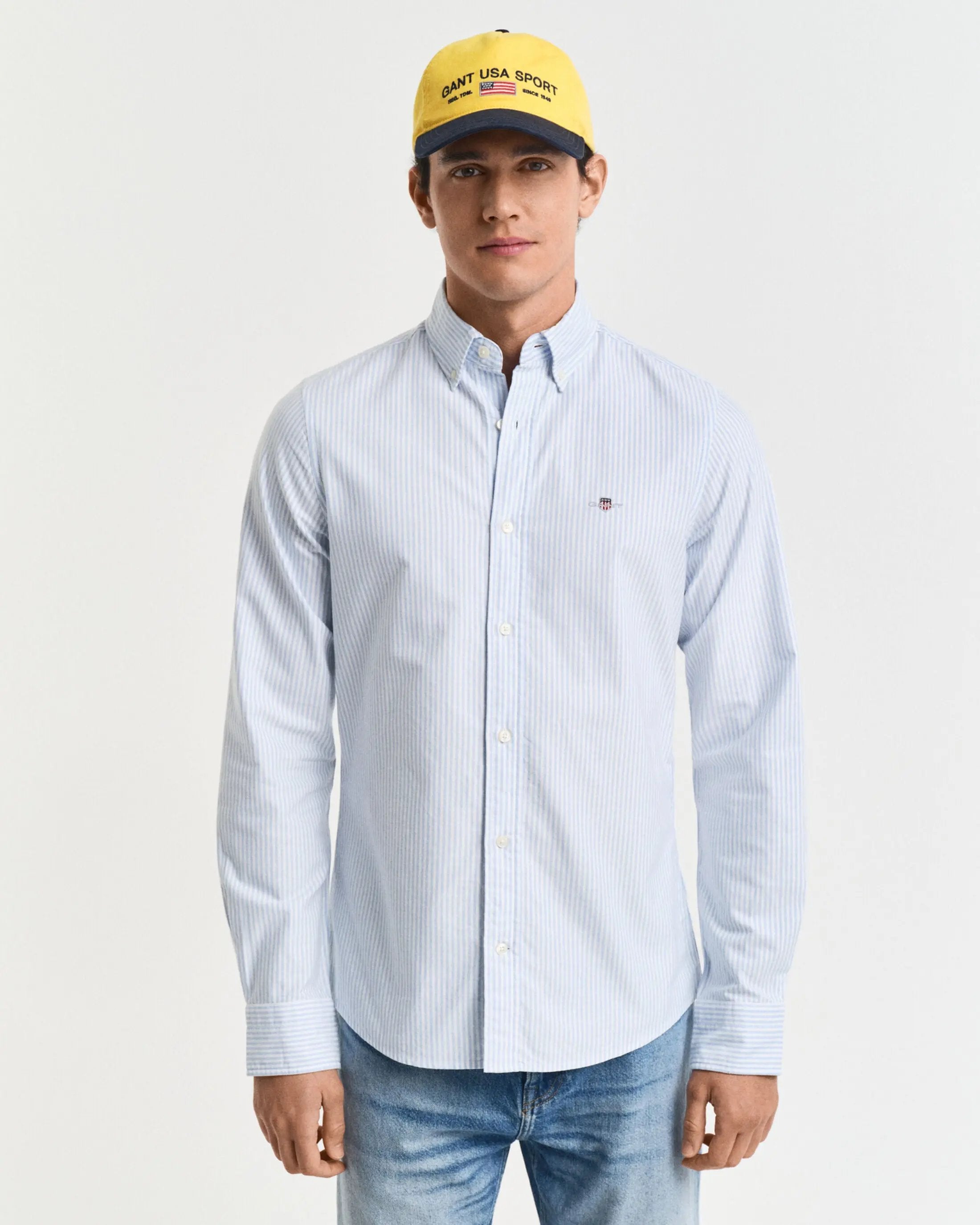 Πουκάμισο Banker Ρίγα Classic Oxford Shirt Σε Στενή Γραμμή GANT