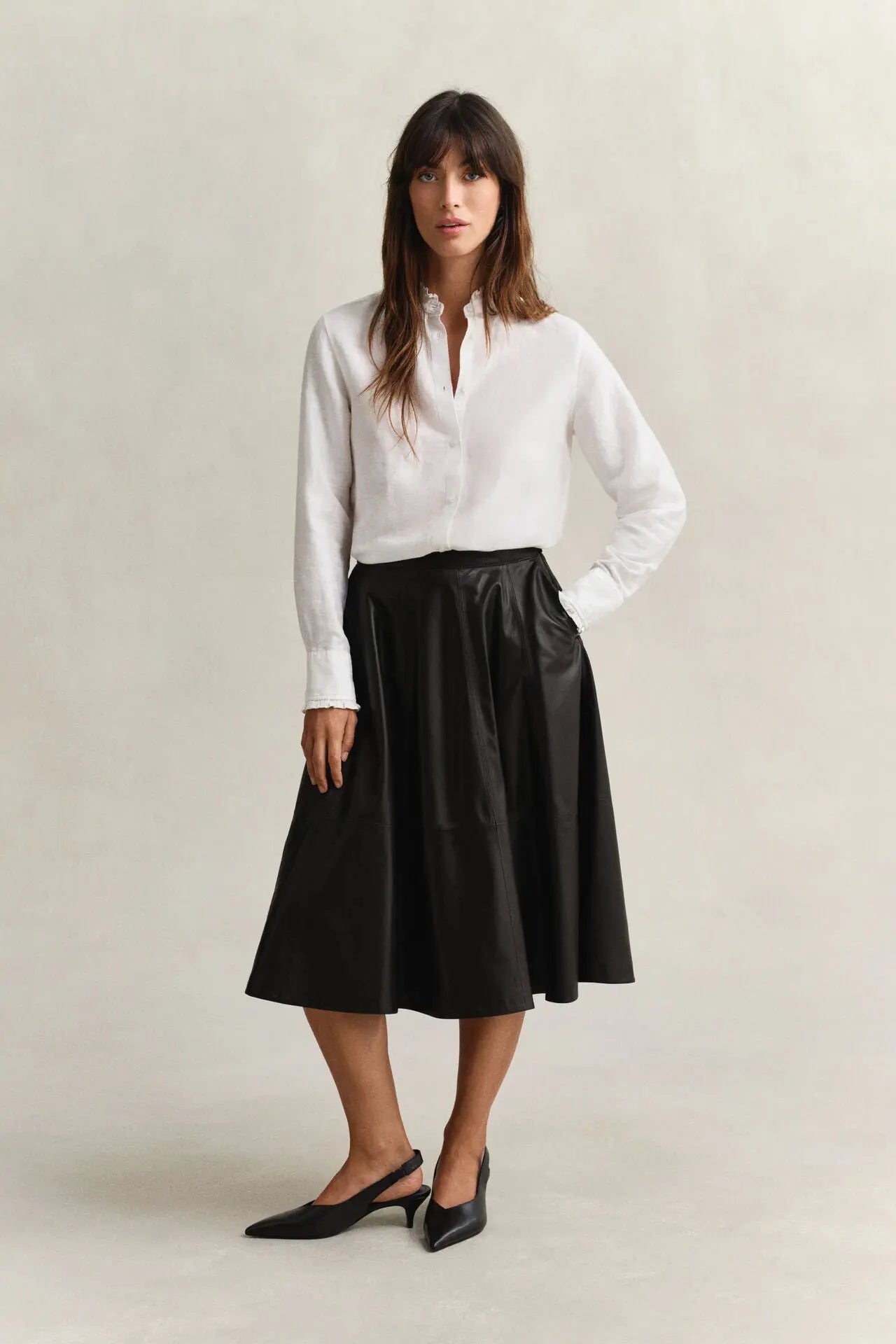 Πουκάμισο Με Βολάν Από Μείγμα Λινό