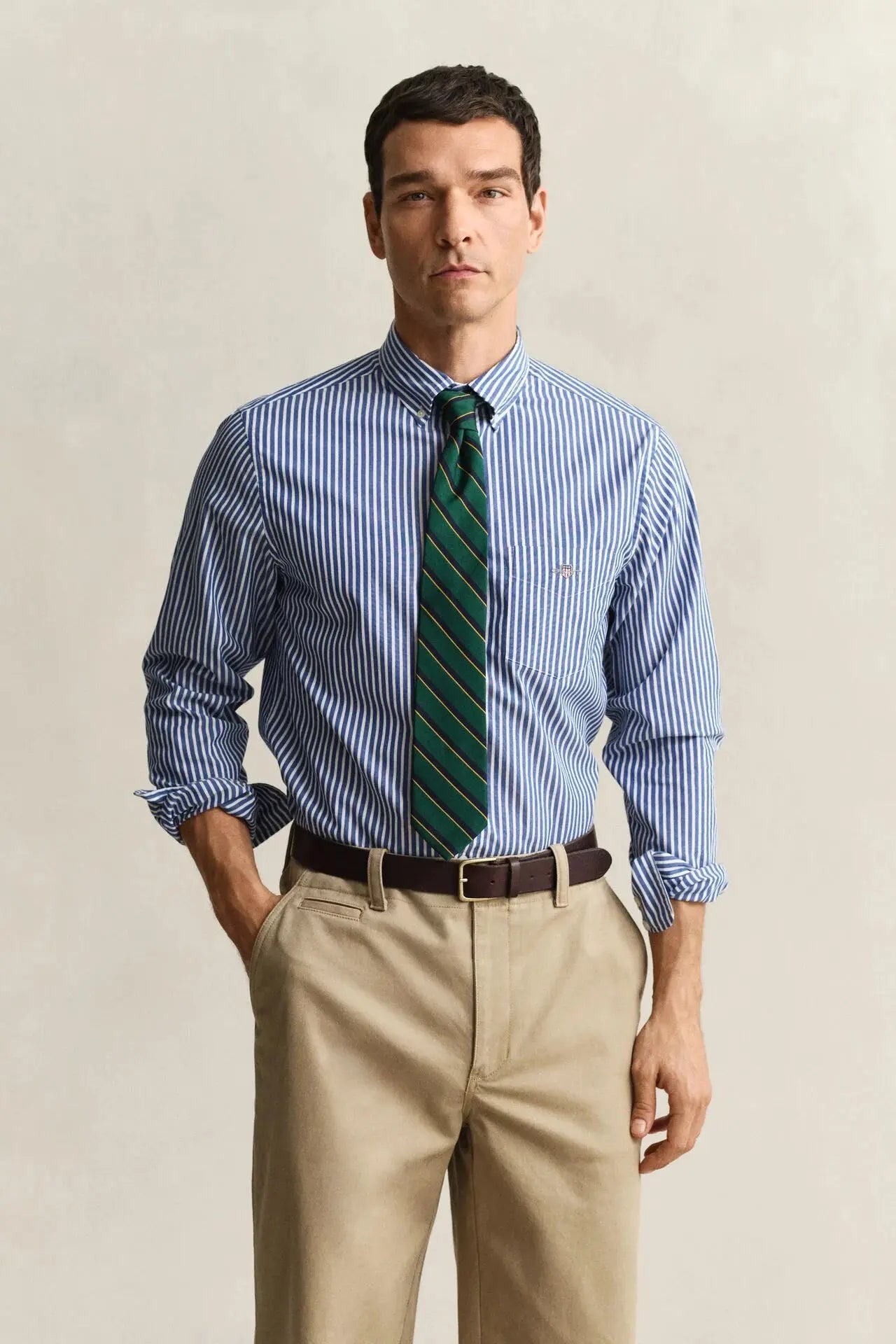 Πουκάμισο Ριγέ Poplin Σε Κανονική Γραμμή