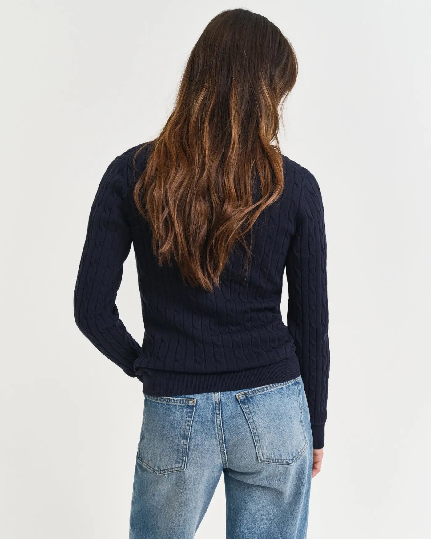 Πουλόβερ Βαμβακερό Cable Με Λαιμόκοψη V GANT