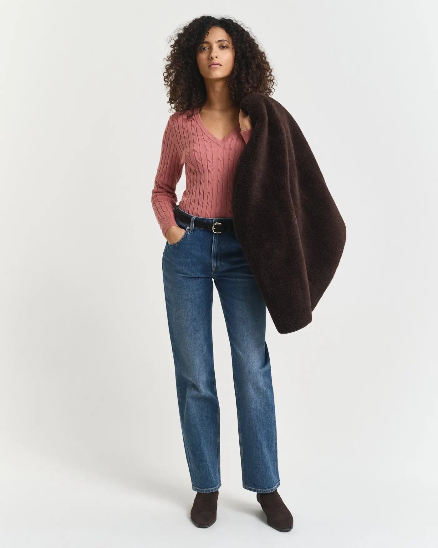 Πουλόβερ Βαμβακερό Cable Με Λαιμόκοψη V GANT