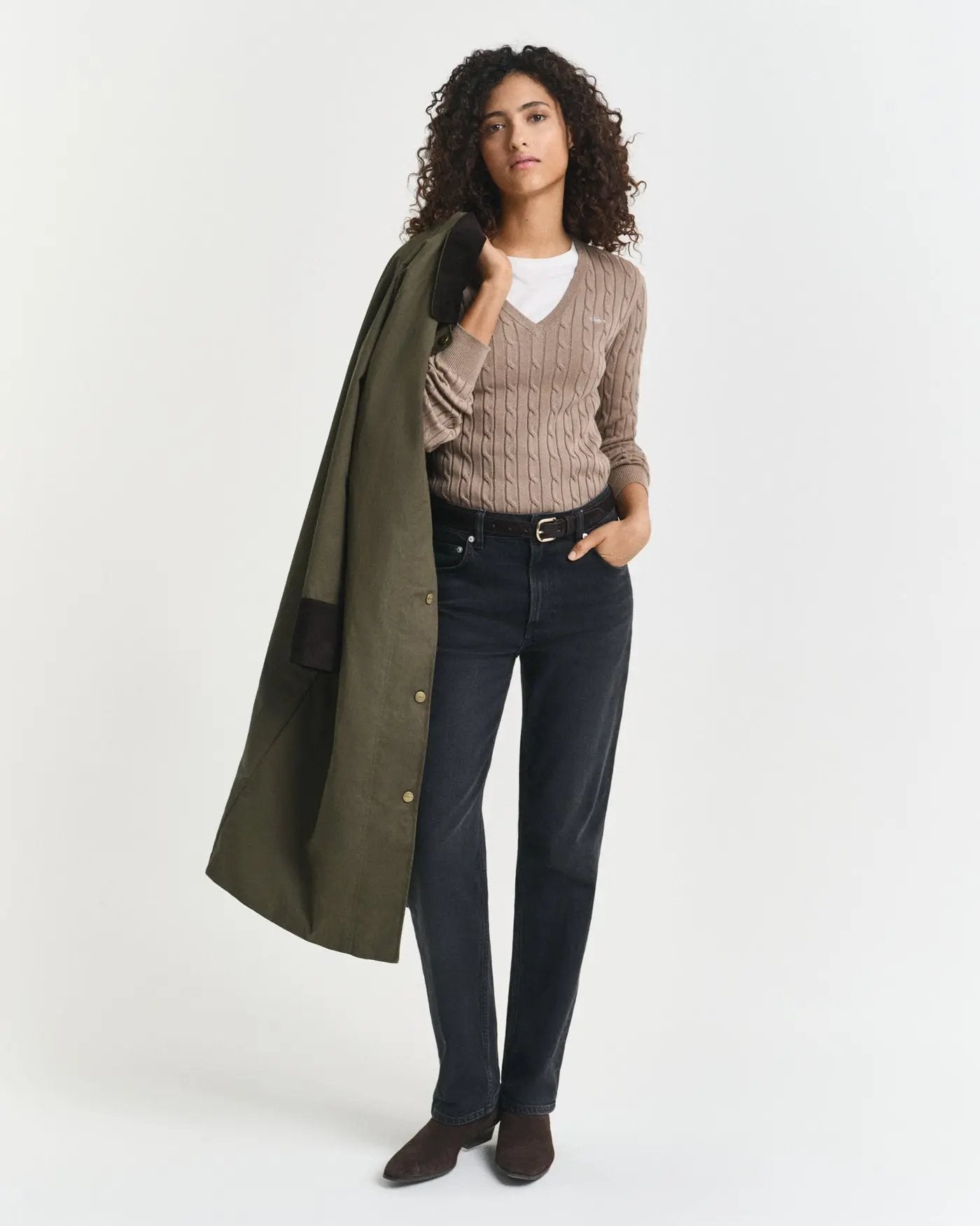 Πουλόβερ Βαμβακερό Cable Με Λαιμόκοψη V GANT