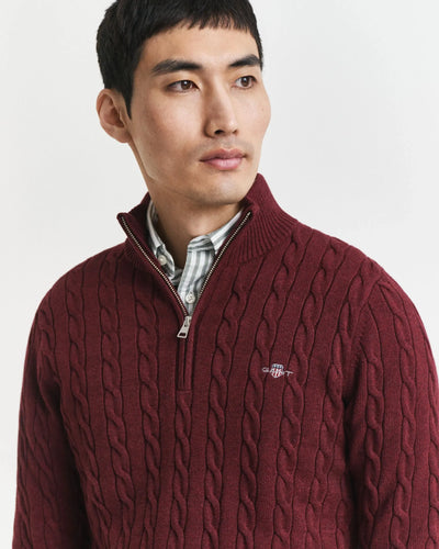 Πουλόβερ Βαμβακερό Half-Zip Με Cable Πλέξη GANT