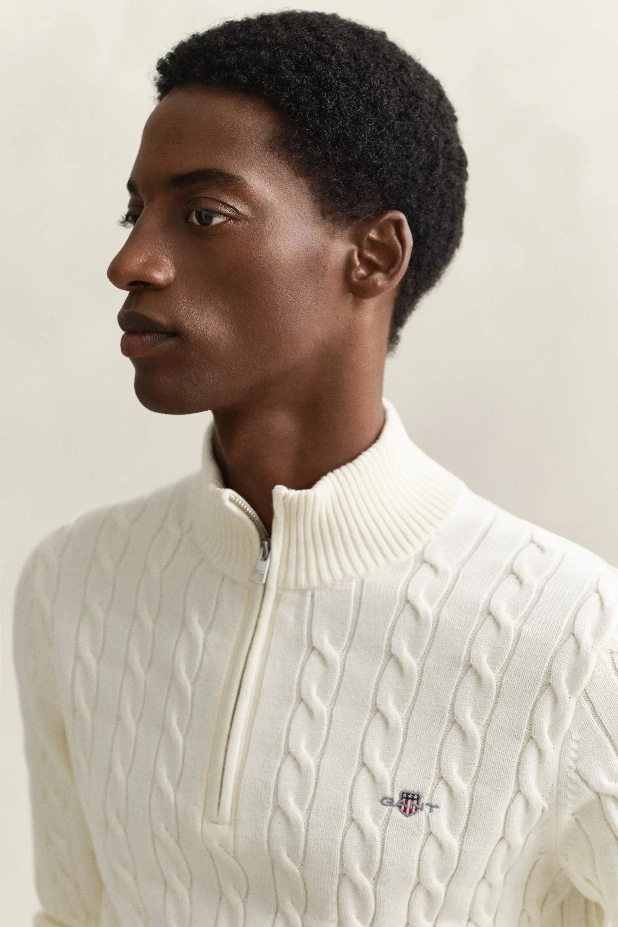 Πουλόβερ Βαμβακερό Half-Zip Με Cable Πλέξη GANT