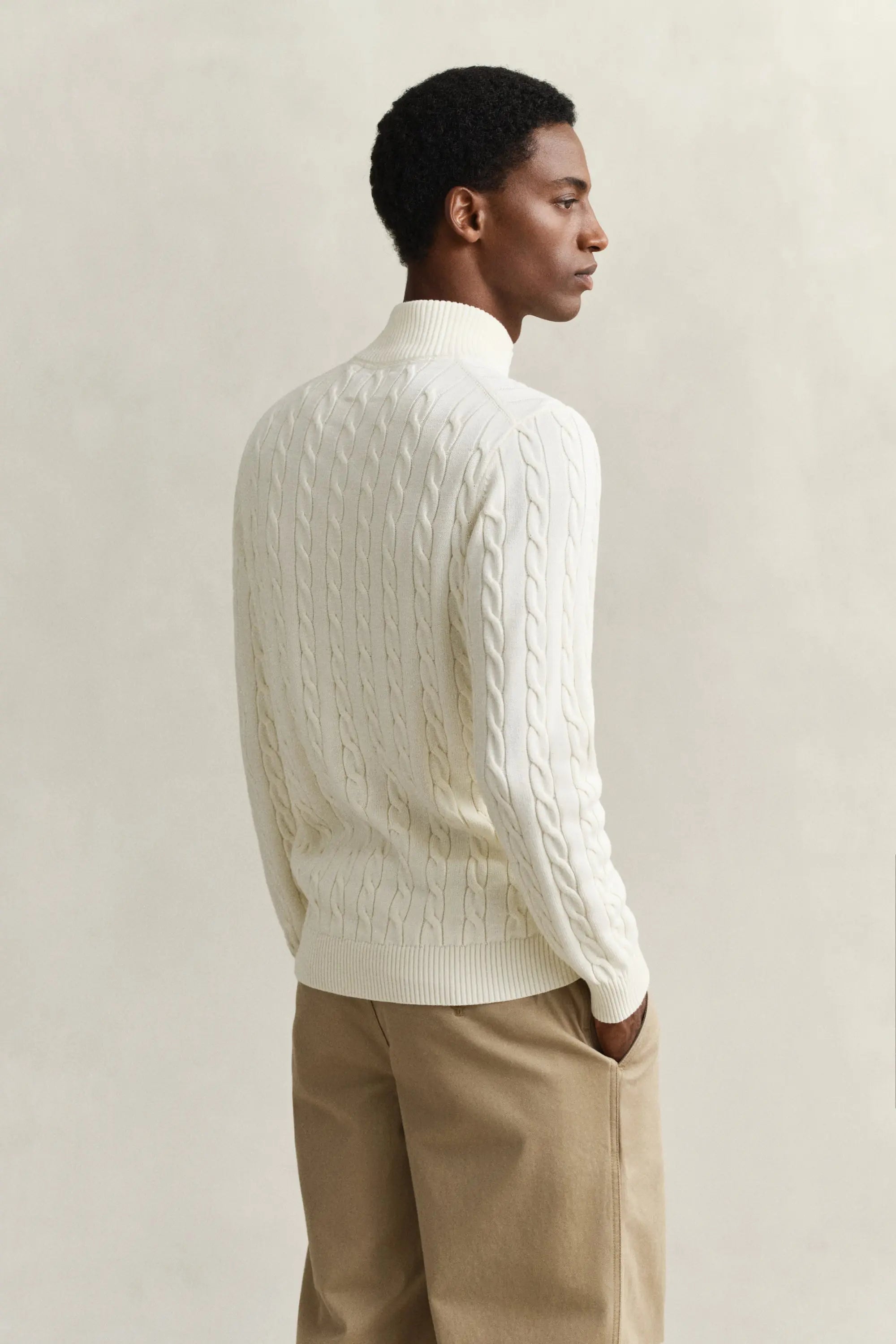Πουλόβερ Βαμβακερό Half-Zip Με Cable Πλέξη GANT
