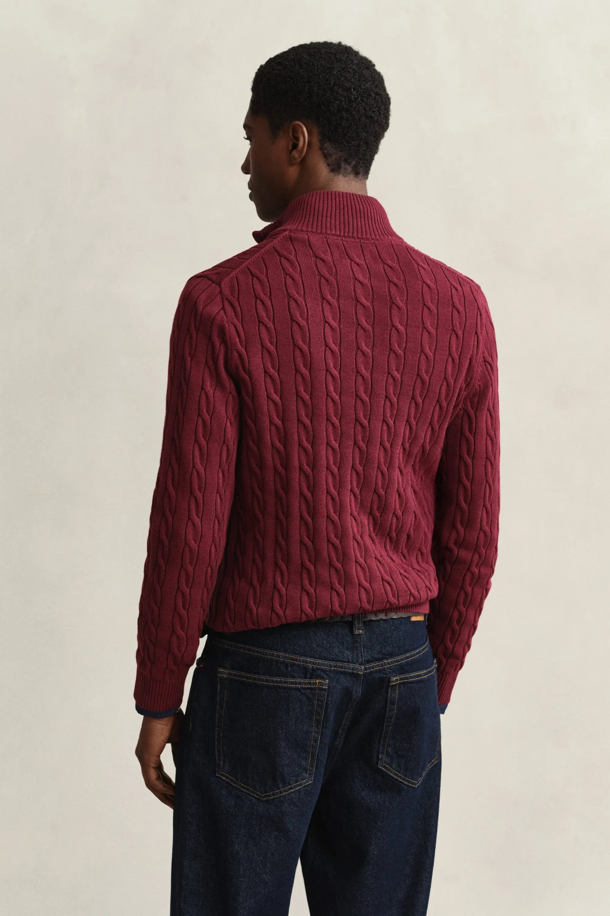 Πουλόβερ Βαμβακερό Half-Zip Με Cable Πλέξη GANT