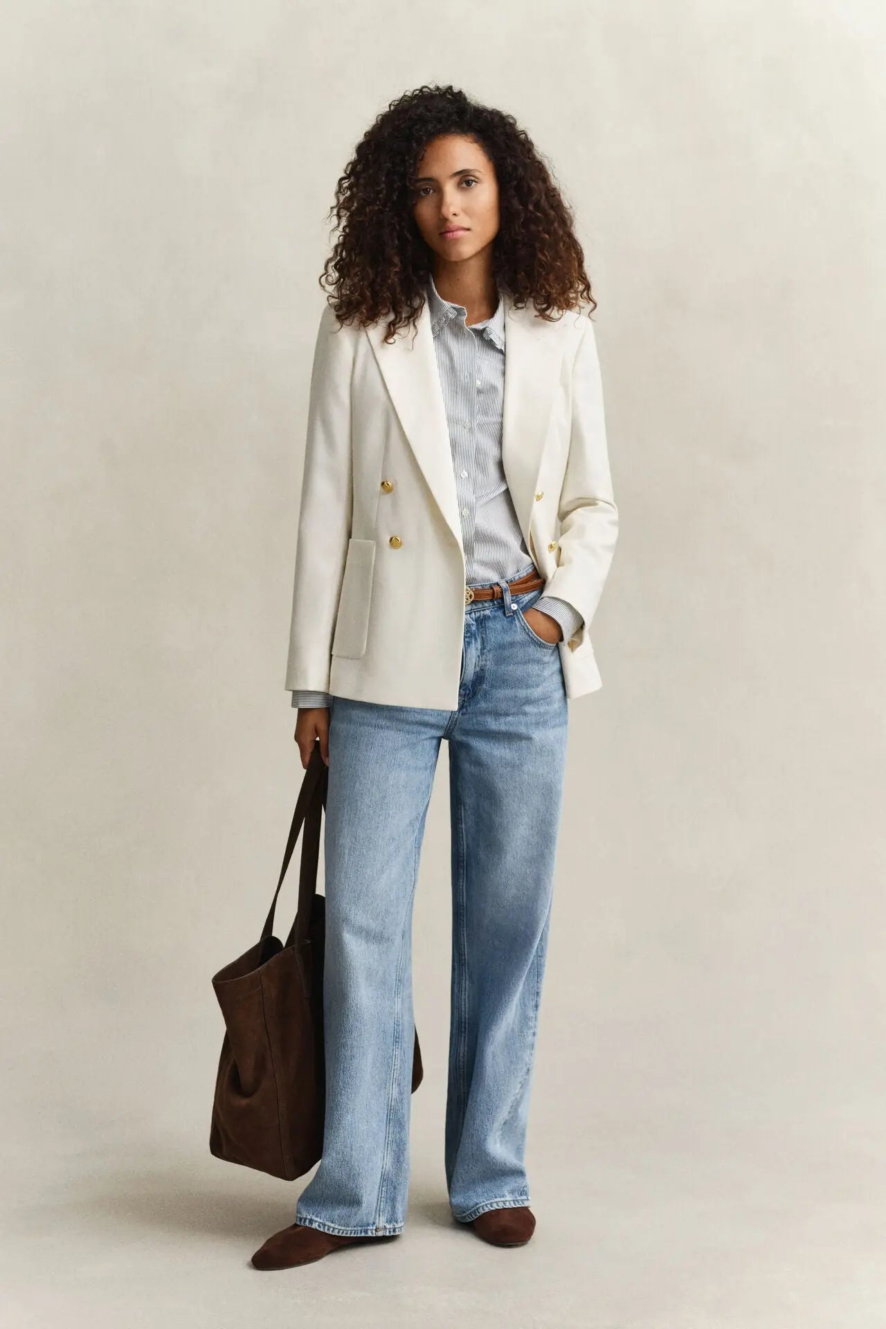 Ριγέ Βαμβακερό Πουκάμισο Με Βολάν