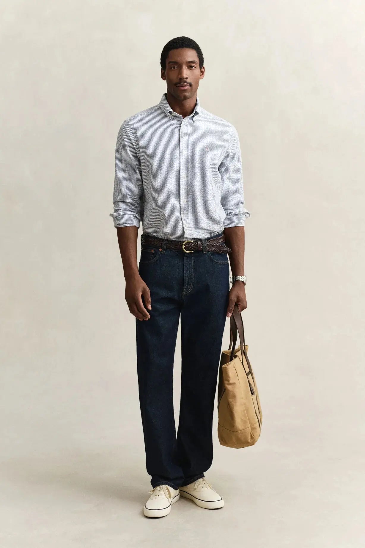 Ριγέ Πουκάμισο Seersucker Σε Κανονική Γραμμή