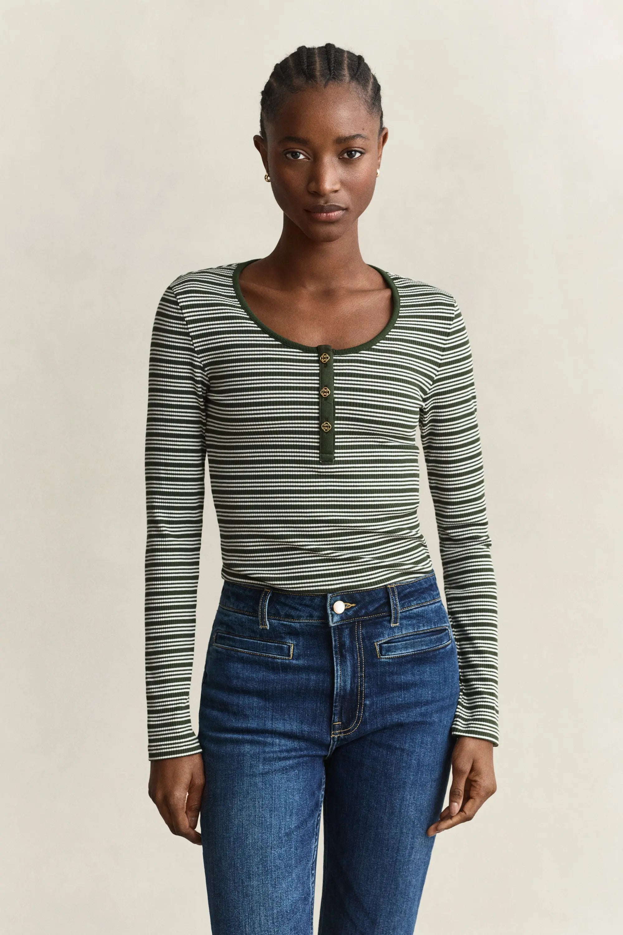 Ριμπ Ριγέ Μακρυμάνικη Μπλούζα Henley