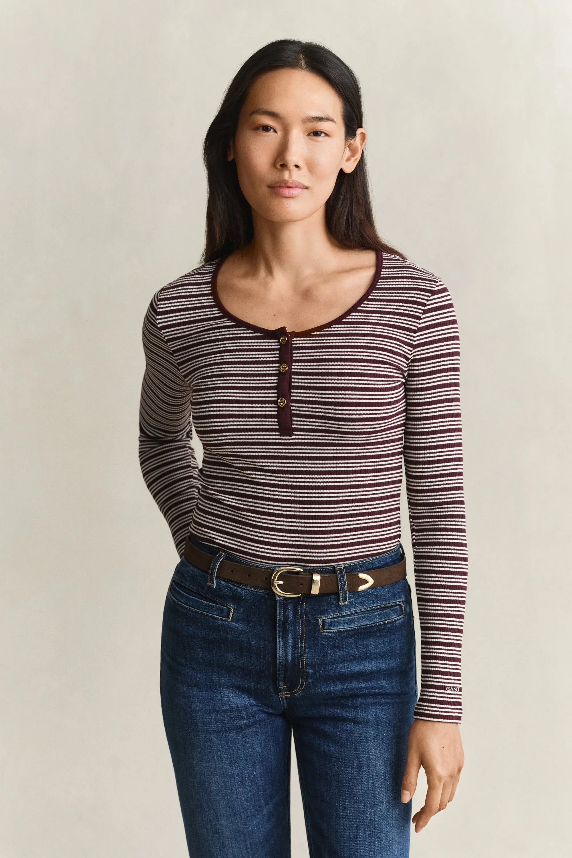 Ριμπ Ριγέ Μακρυμάνικη Μπλούζα Henley